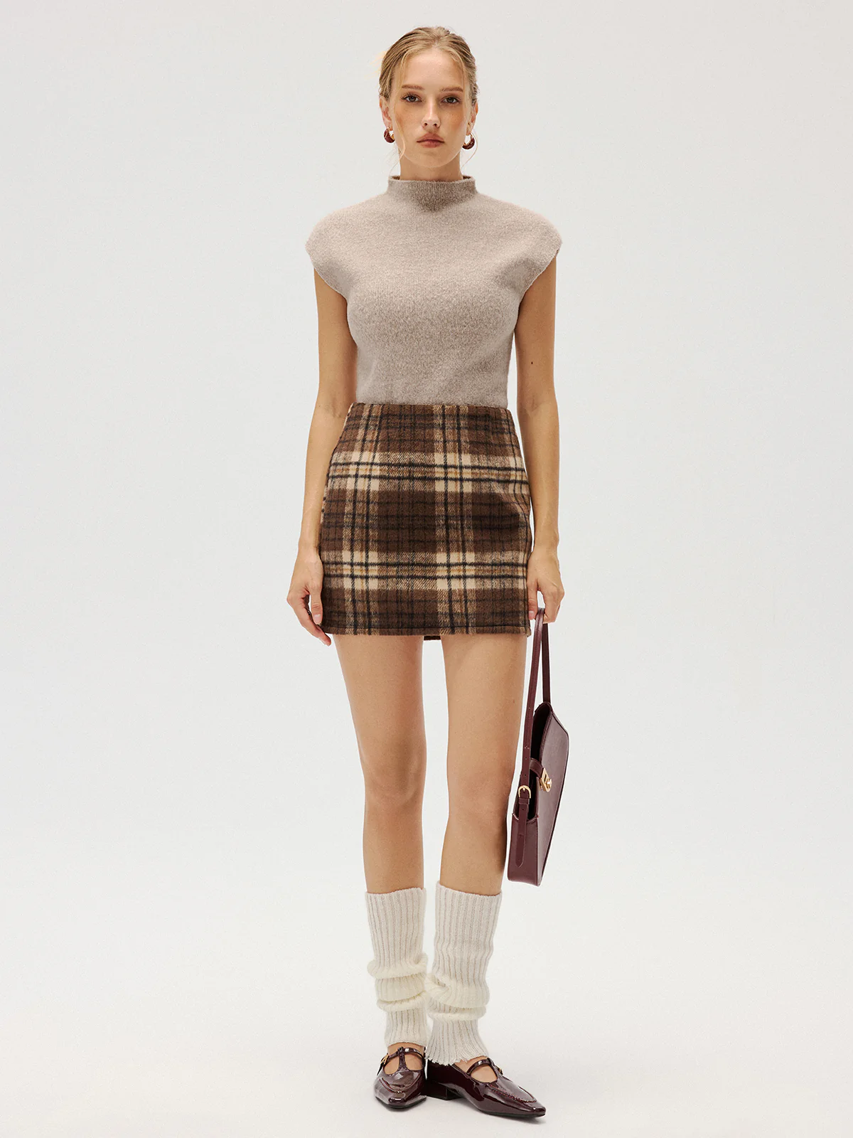 Plaid Tweed Mini Skirt - Image 2
