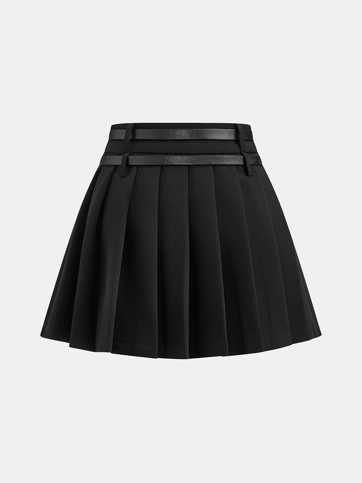 Pleated Double Buckle Mini Skirt - Image 2