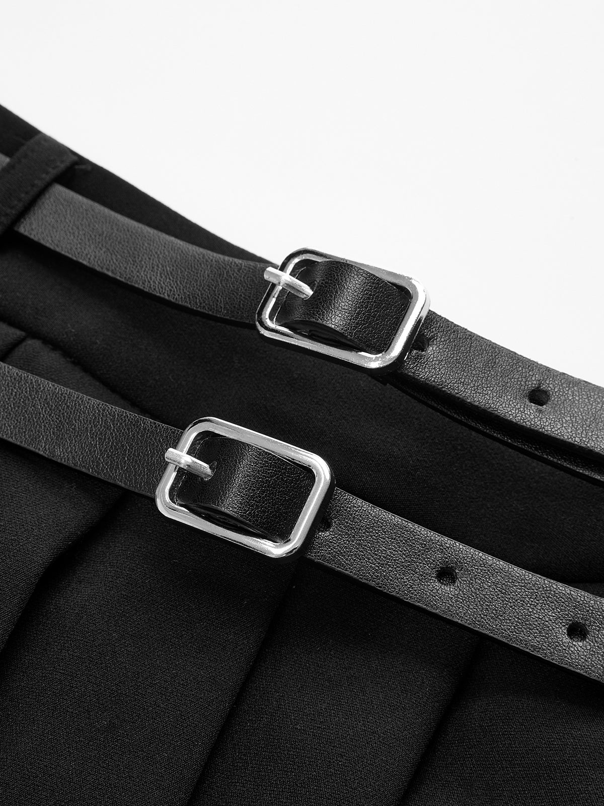 Pleated Double Buckle Mini Skirt - Image 4