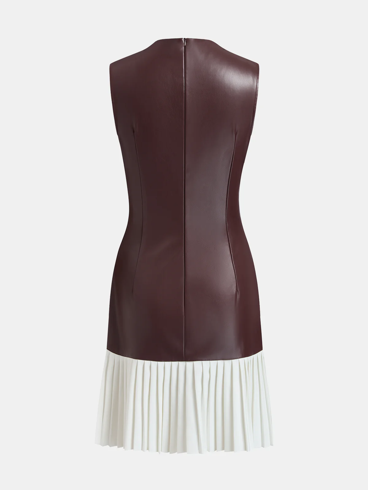 Pleated Panel Faux Leather Mini Dress - Image 2