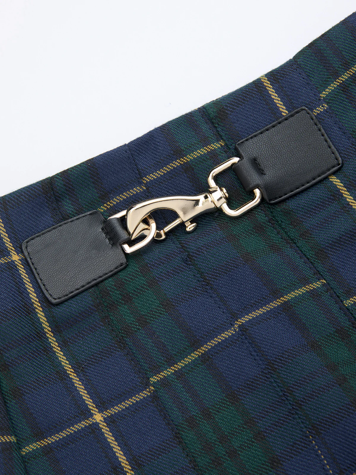Pleated Plaid Buckle Maxi Skirt - Image 3