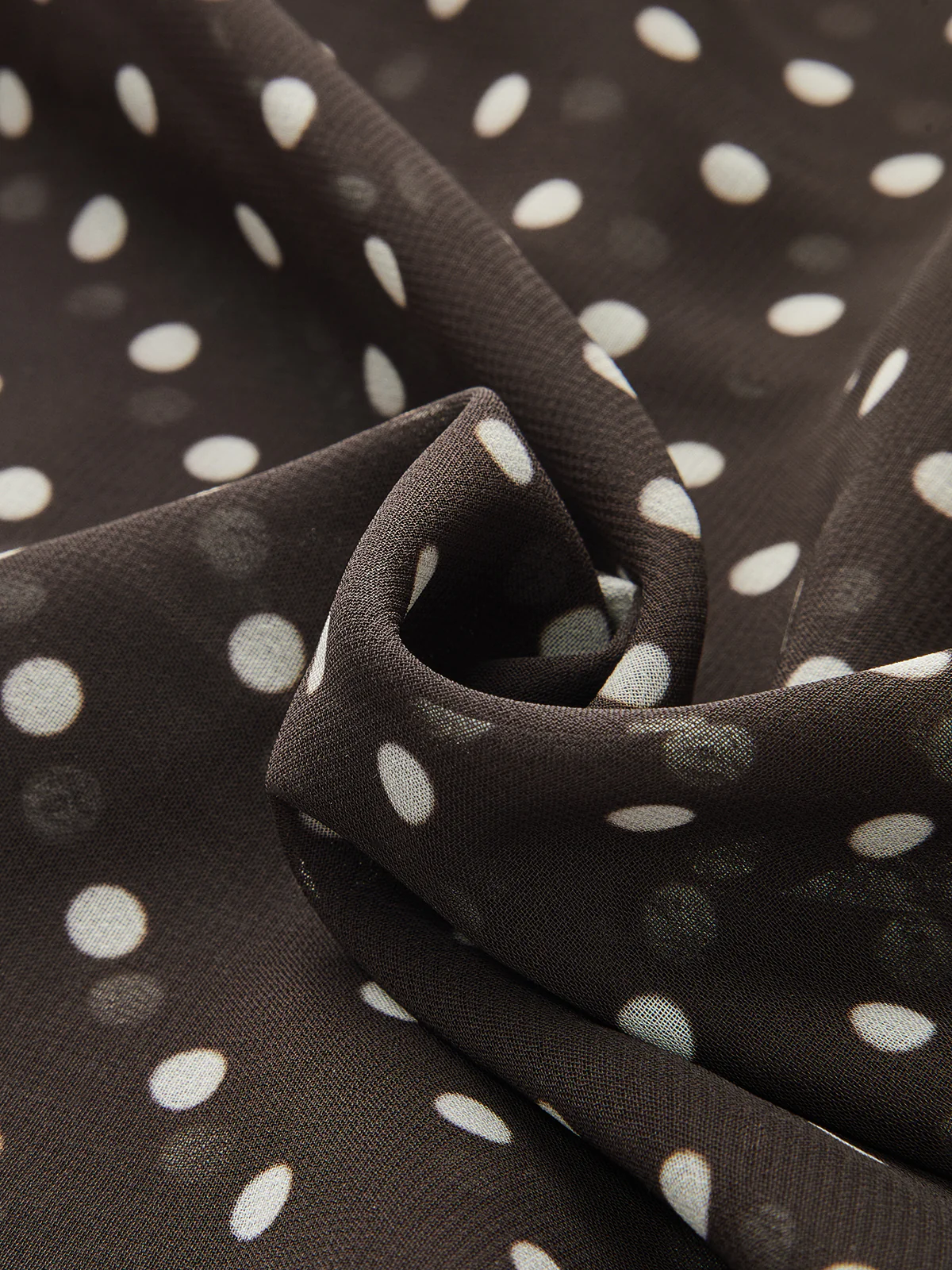 Polka Dot Chiffon Tie-Neck Flared Cuff Maxi Dress - Image 4