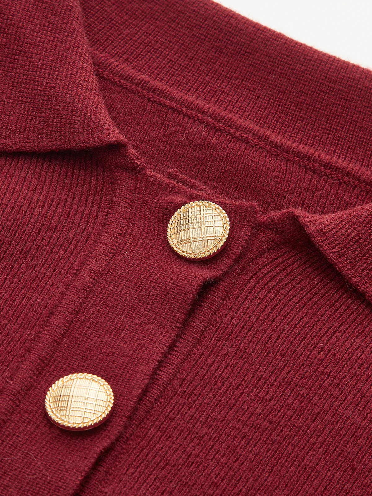 Polo Collar Buttoned Knit Sweater - Image 4