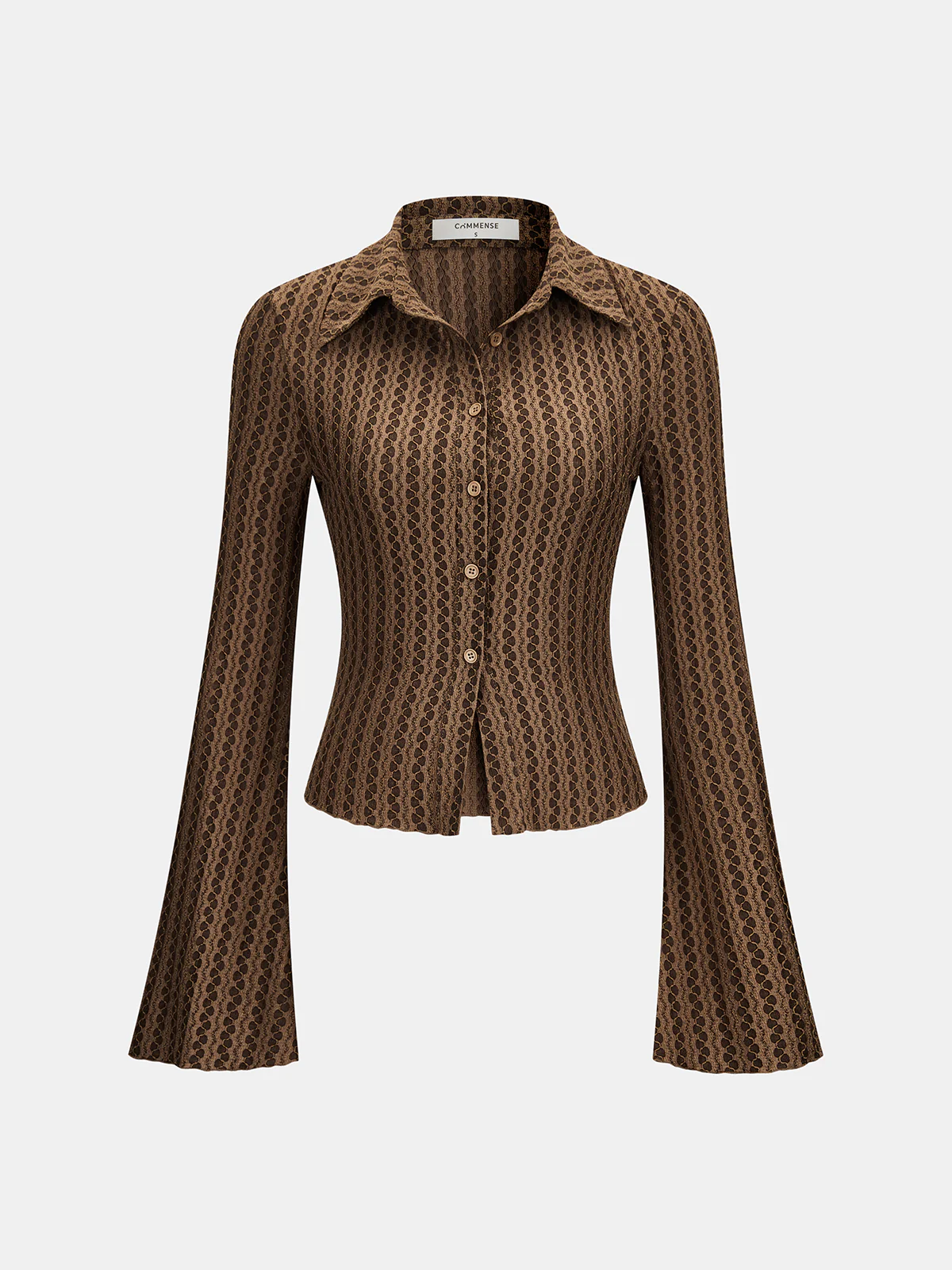 Printed Bell-Sleeve Shirt & Pants Set - Image 2