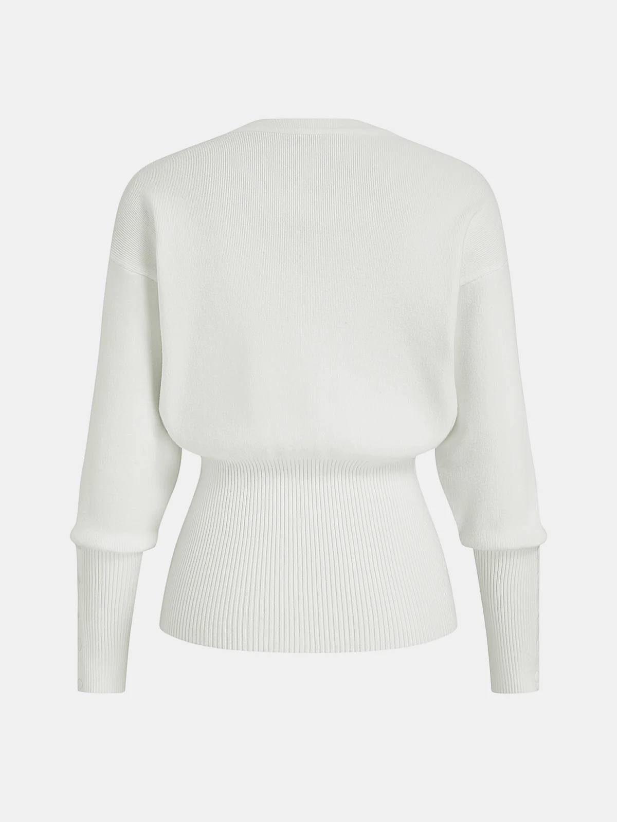 Ribbed Cinched-Waist Button-Front Cardigan - Image 2