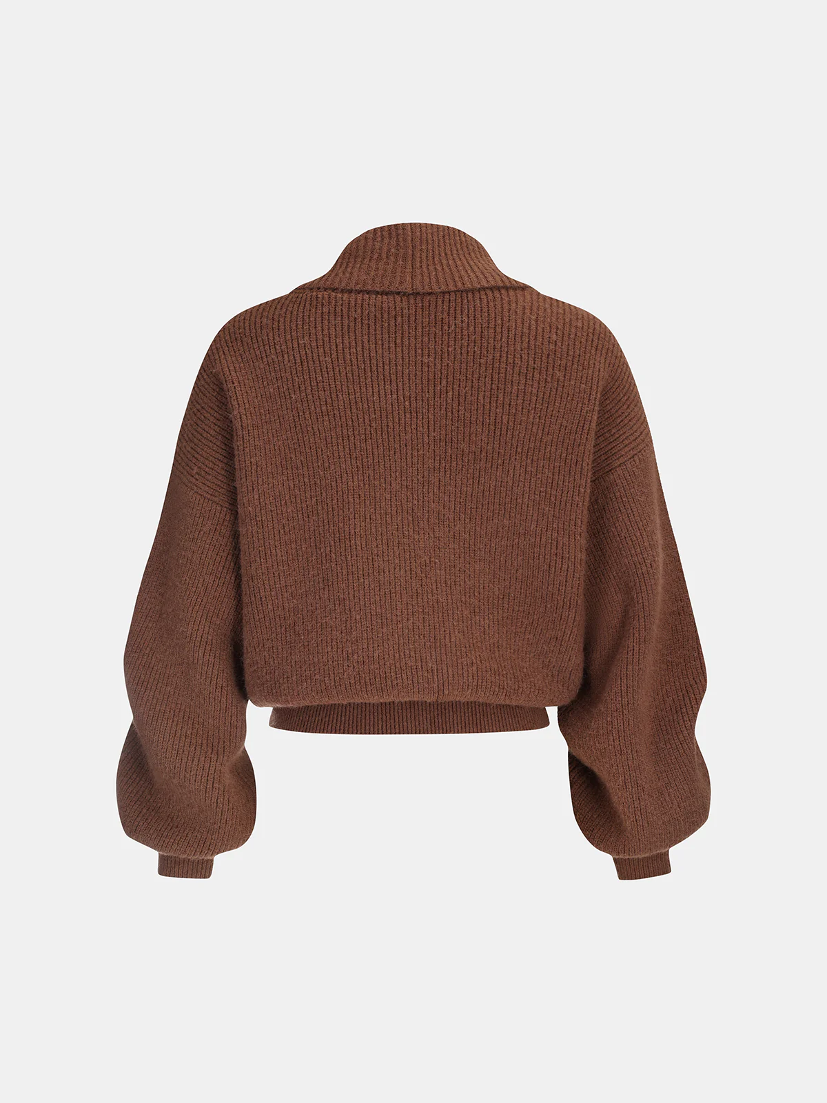 Ribbed Knit Cropped Shawl Collar Cardigan - Image 2