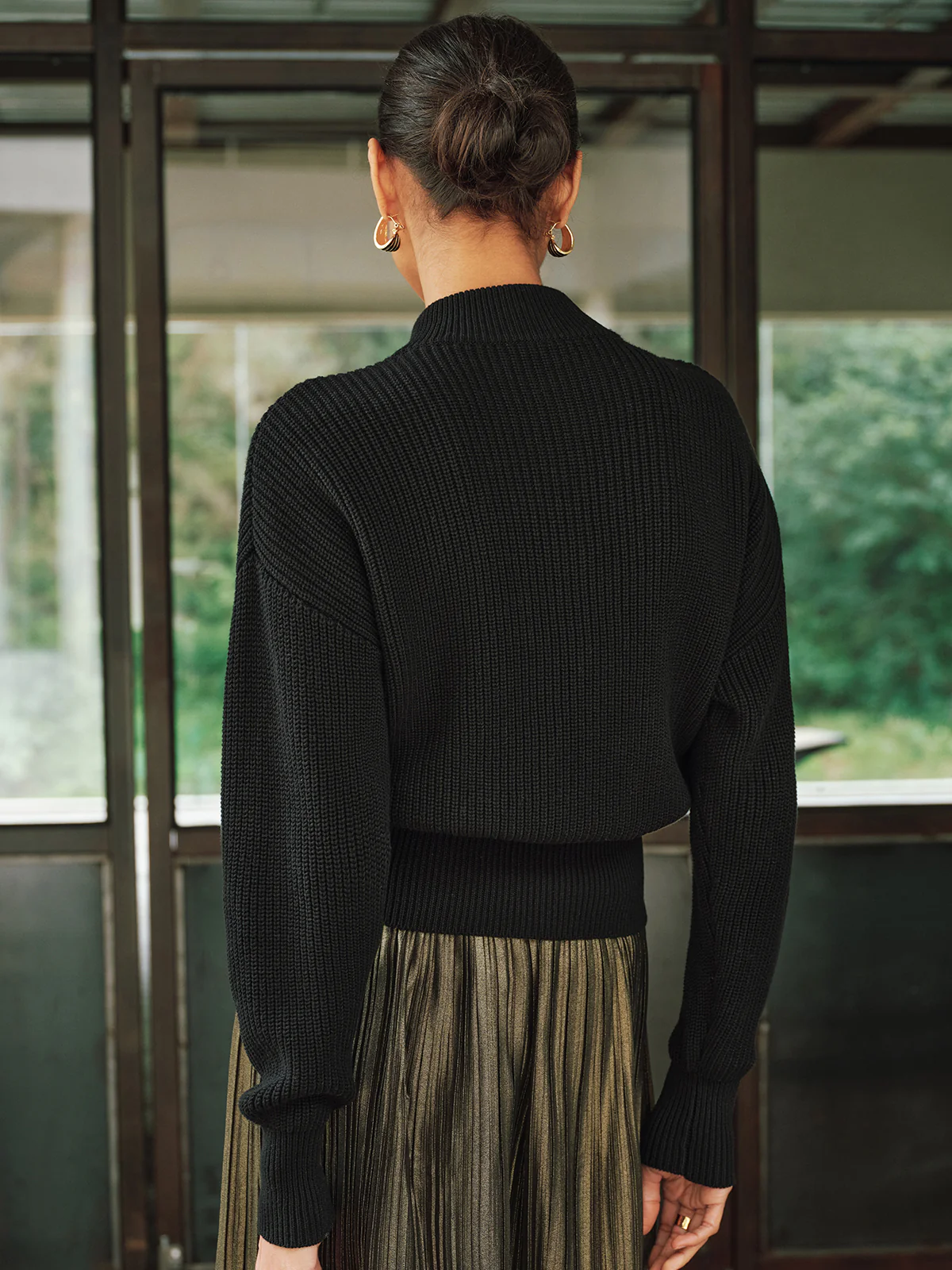 Ribbed Metal Button Sweater - Image 6