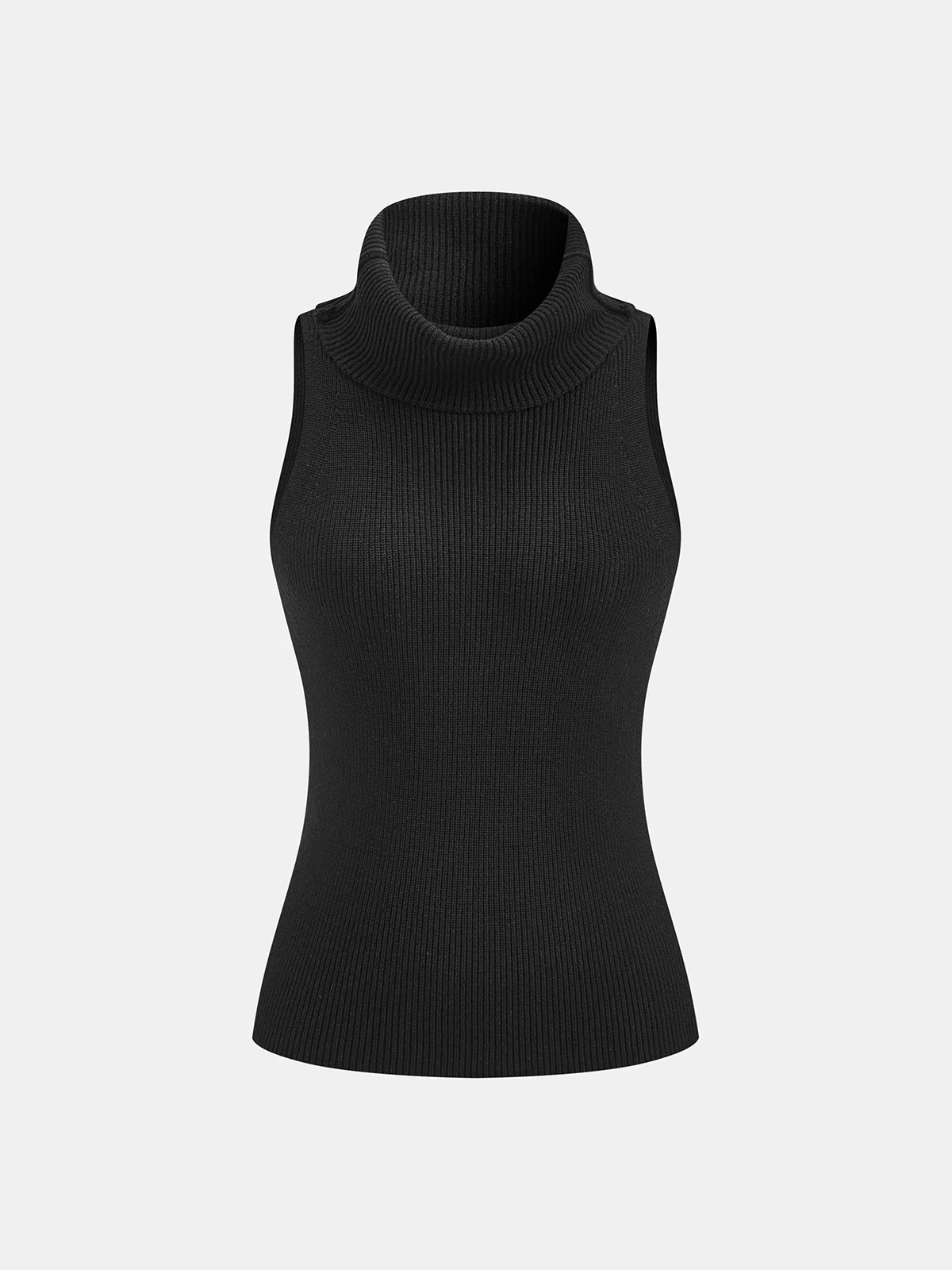 Ribbed Sleeveless Turtleneck Top