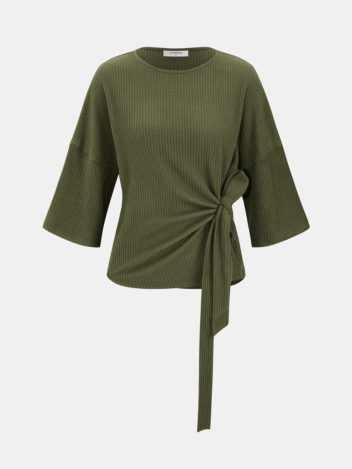 Ribbed Twist-Front Top & Wide-Leg Pants Set - Image 2
