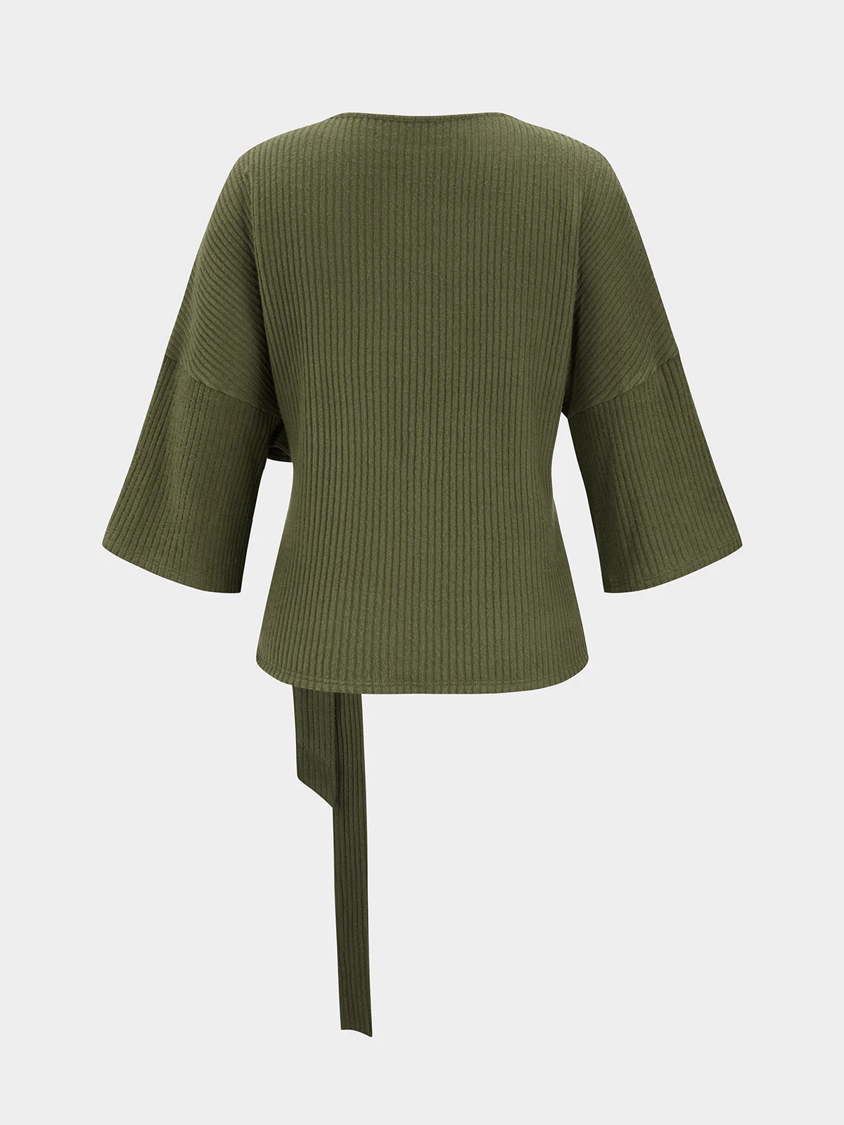 Ribbed Twist-Front Top & Wide-Leg Pants Set - Image 3