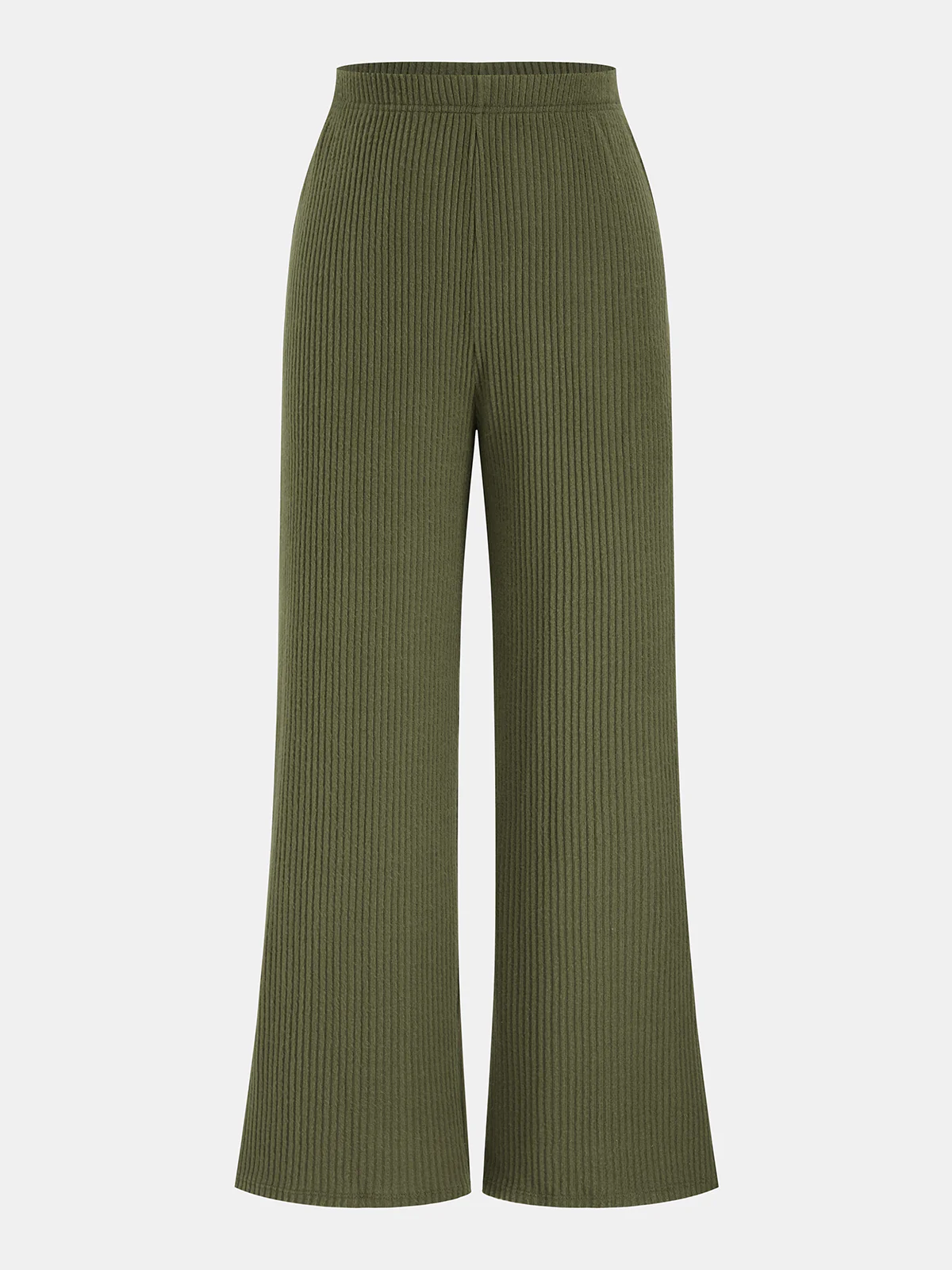 Ribbed Twist-Front Top & Wide-Leg Pants Set - Image 4