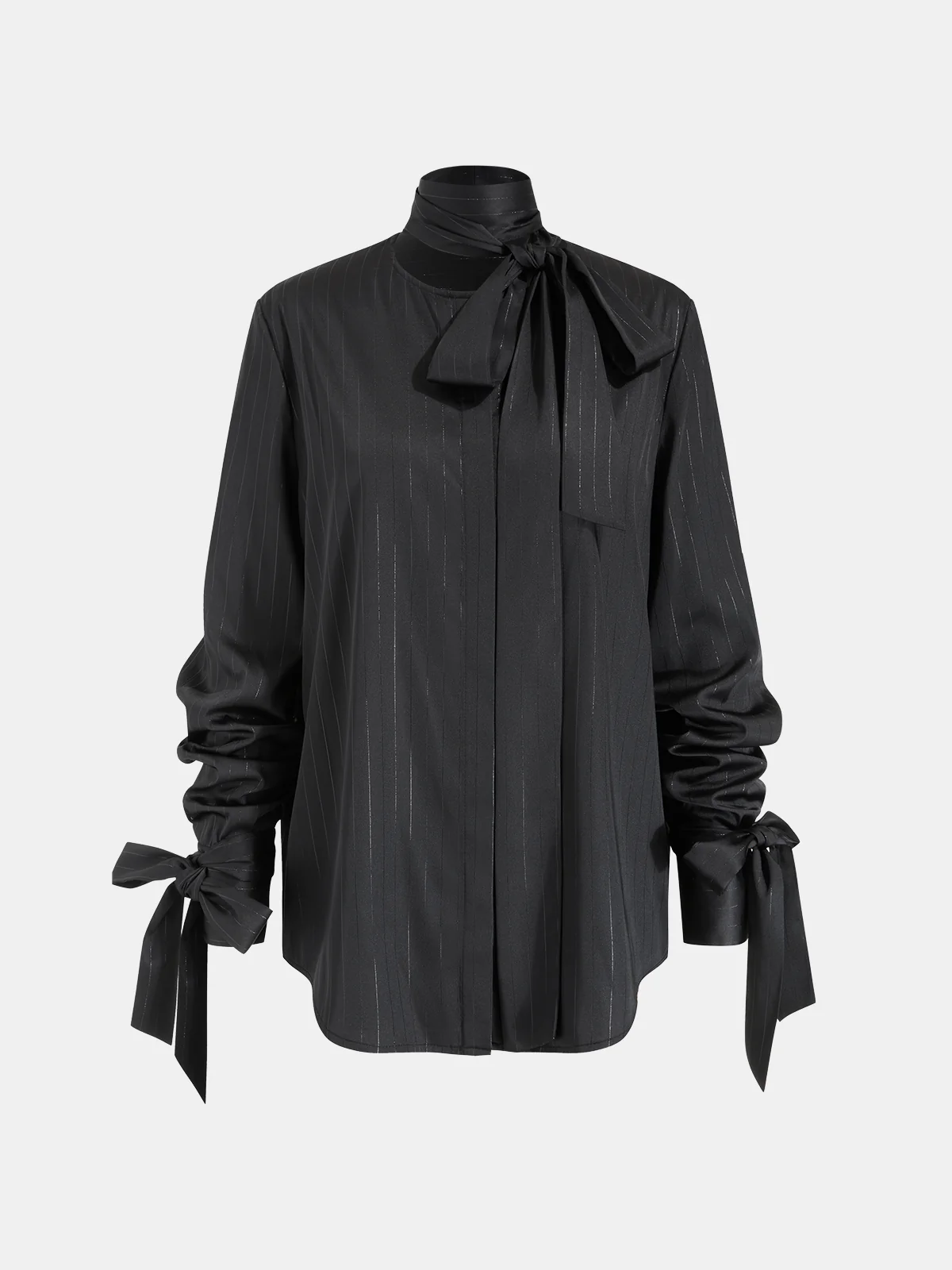 Ribbon-Detail Long-Sleeve Shirt