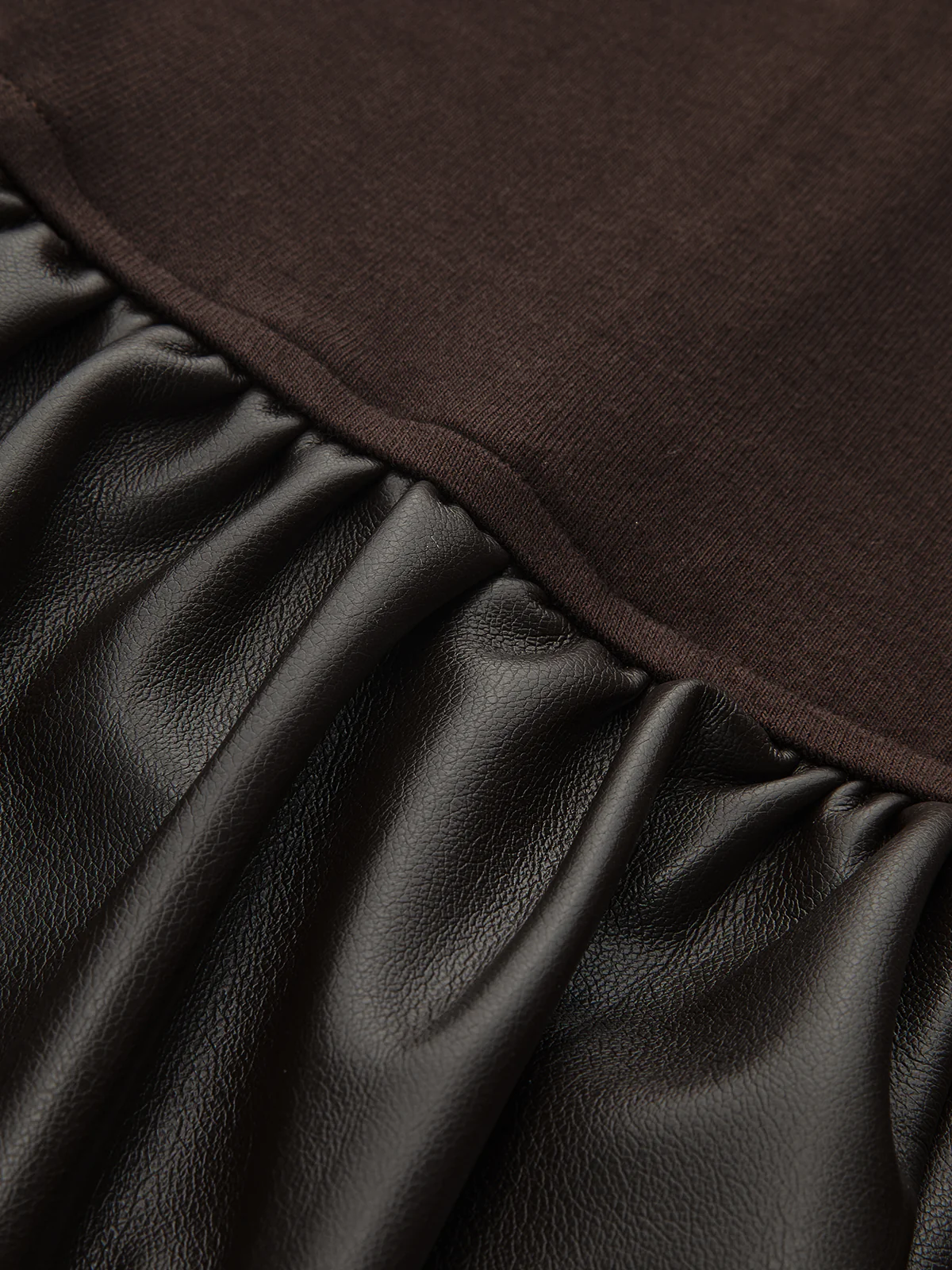 Ruched Faux Leather Panel Sleeveless Dress - Image 3