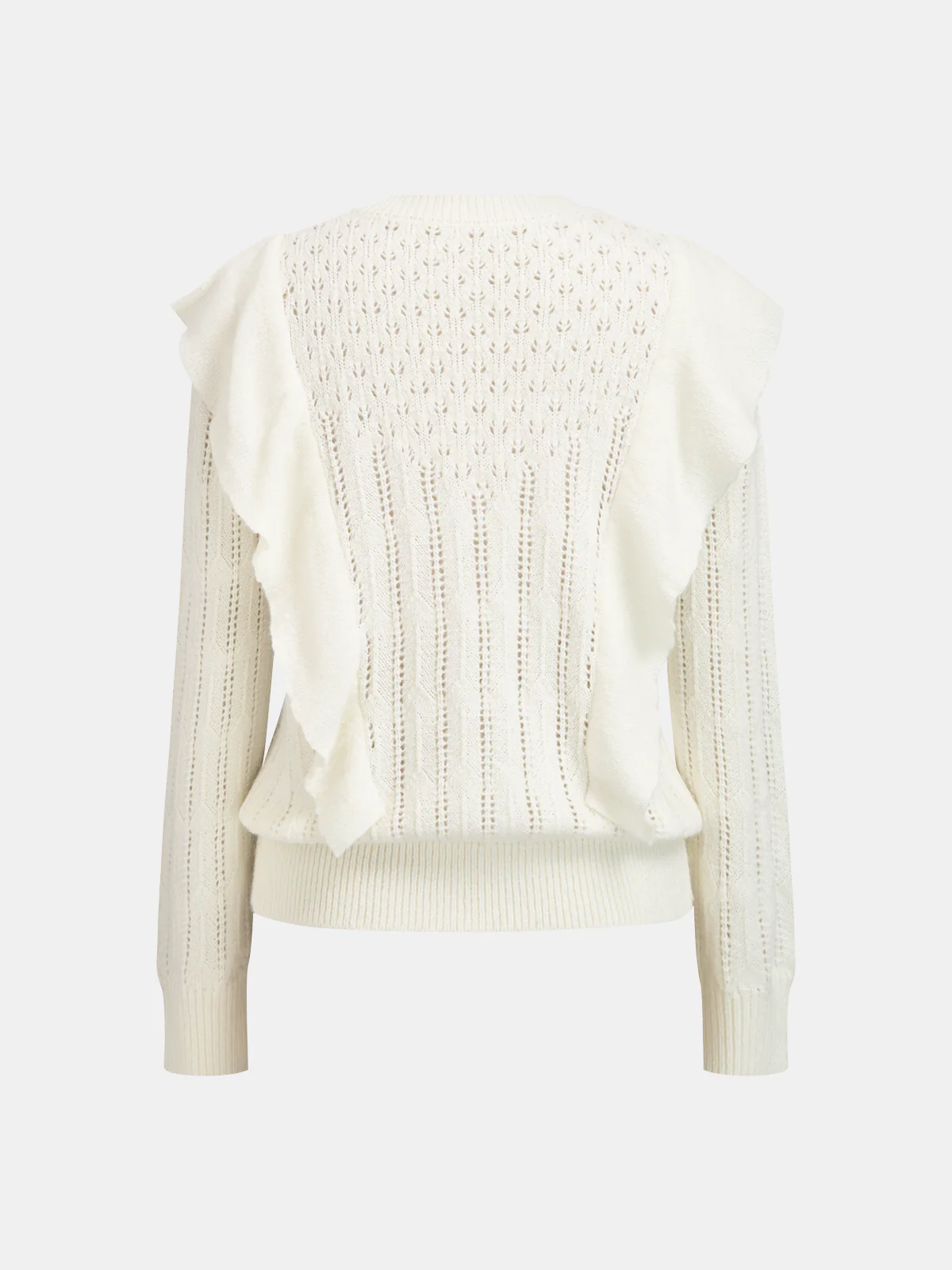 Ruffle Openwork Wool Blend Sweater - Image 2