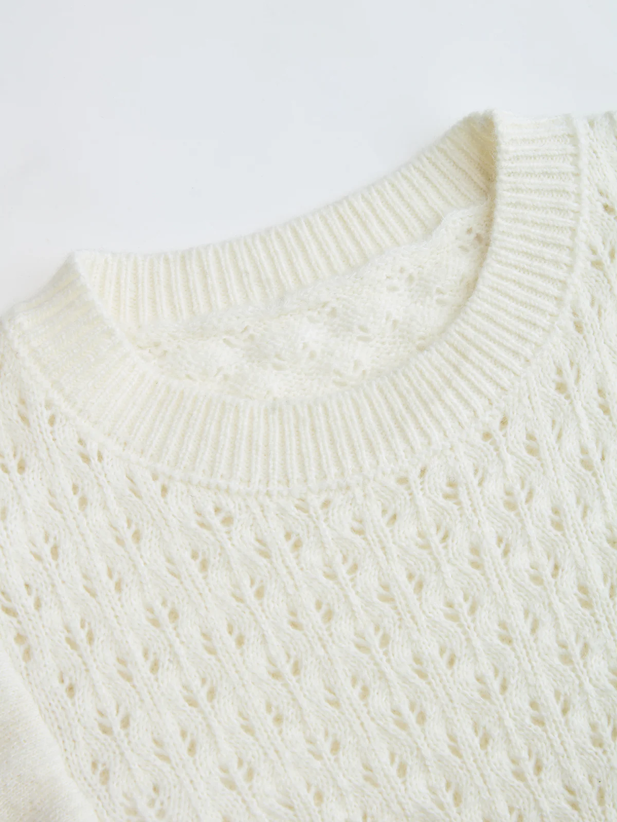 Ruffle Openwork Wool Blend Sweater - Image 5