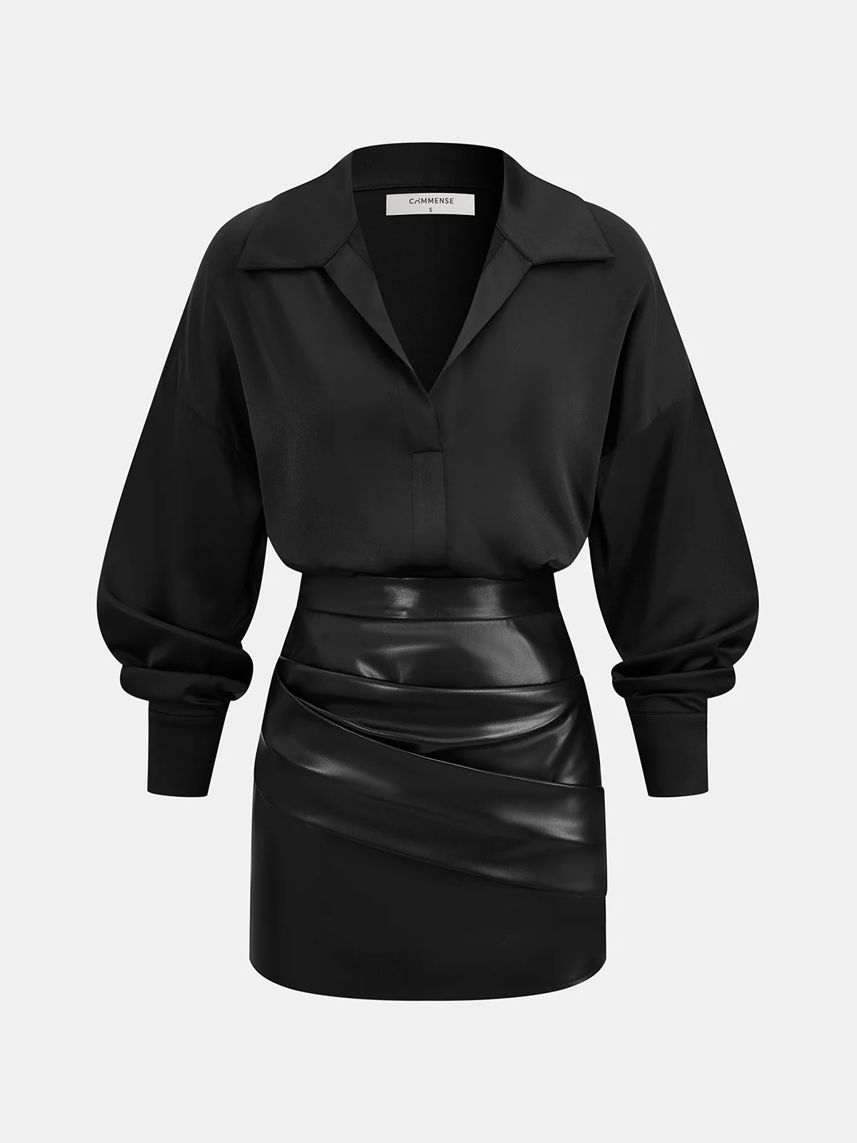 Satin Collared Lantern-Sleeve Blouse - Image 3