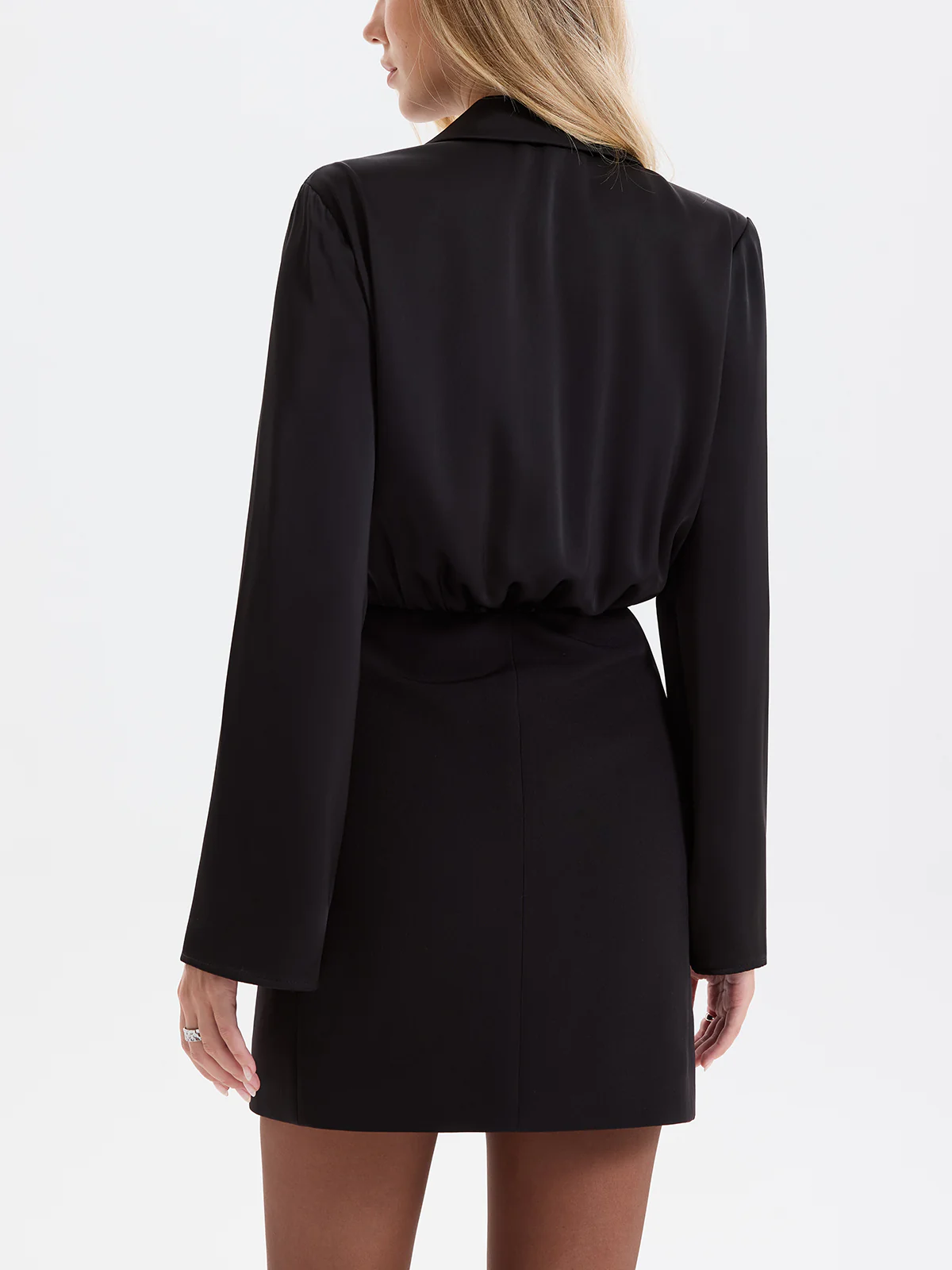 Satin-Paneled Double-Breasted Blazer Dress - Image 6