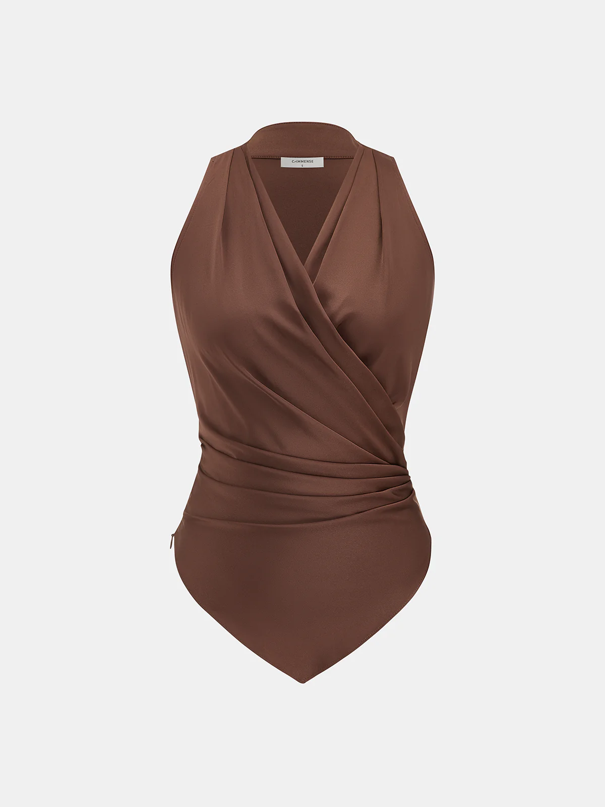 Satin Wrap Ruched Sleeveless Top