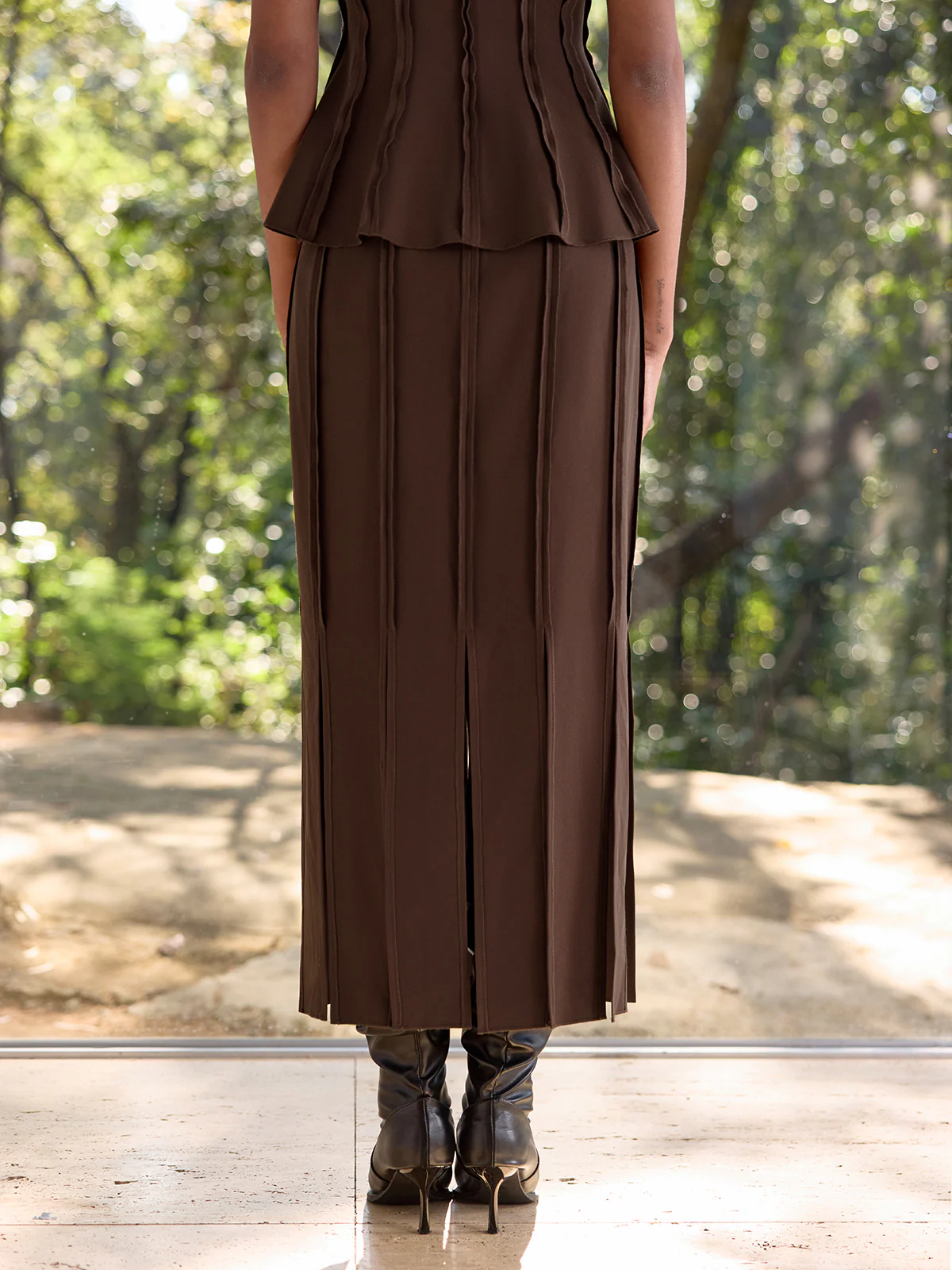 Seam-Detail Split Midi Skirt - Image 6