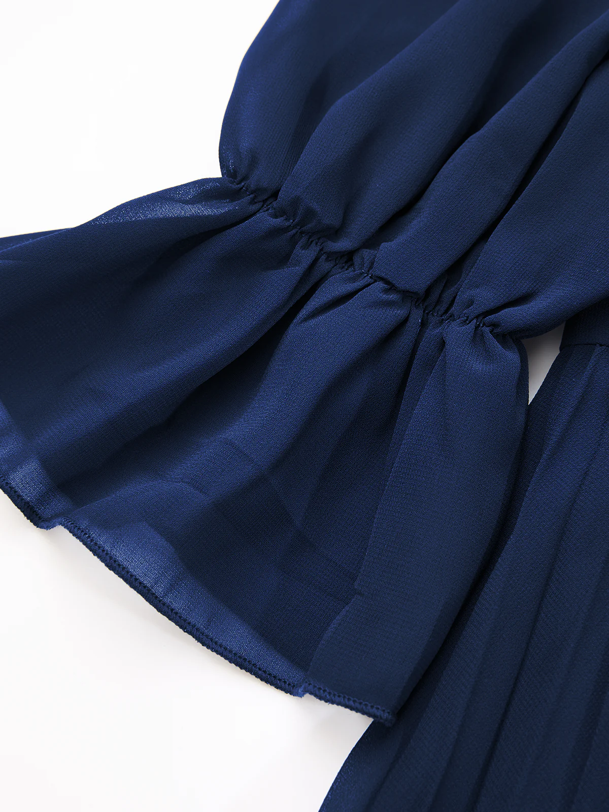 Semi-Sheer Pleated Chiffon Ruffle Maxi Dress - Image 5