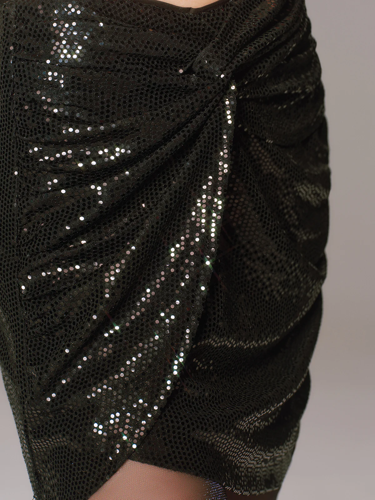 Sequined Ruched Mini Skirts - Image 4