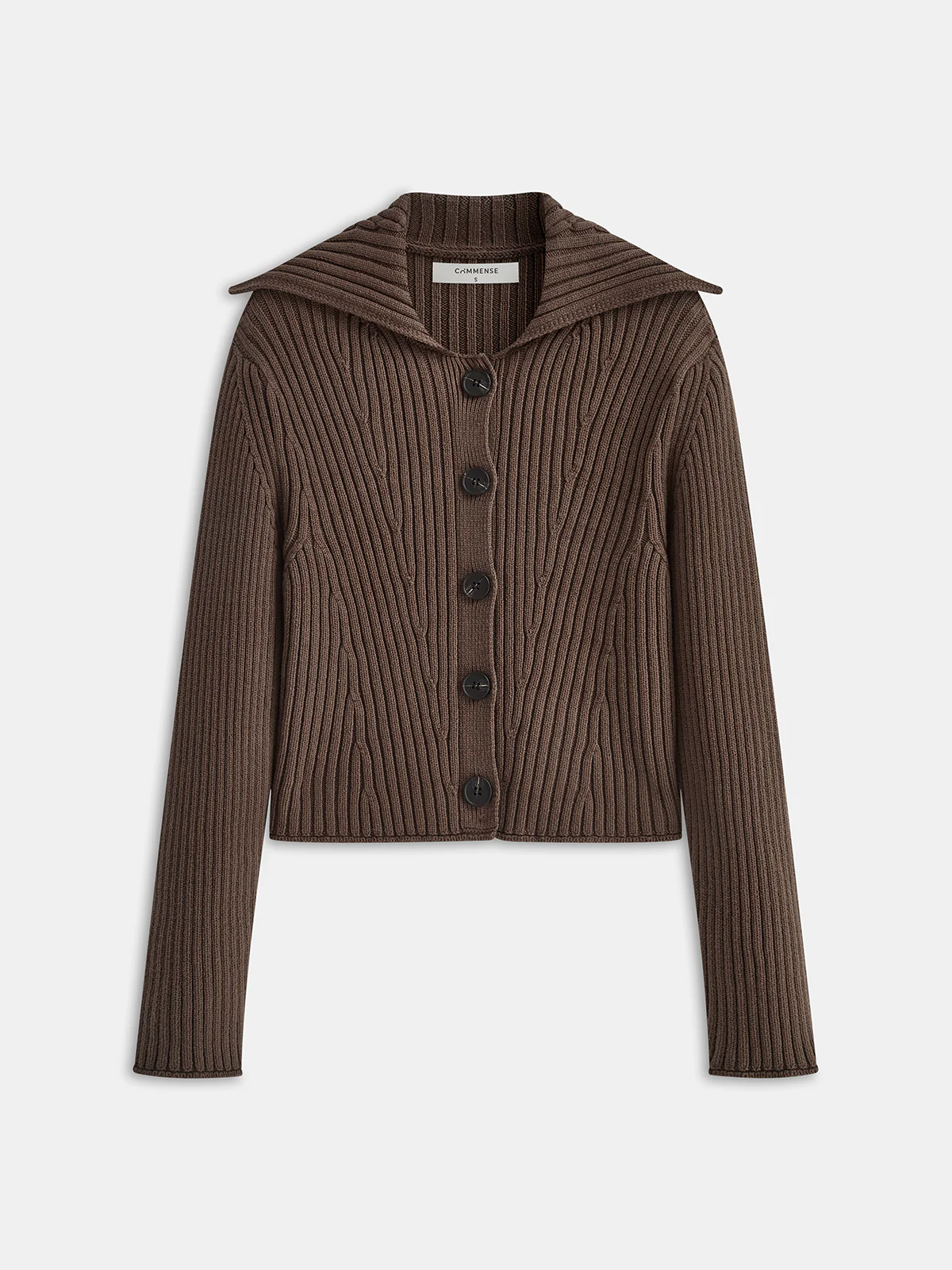 Shawl Collar Button Ribbed Cardigan