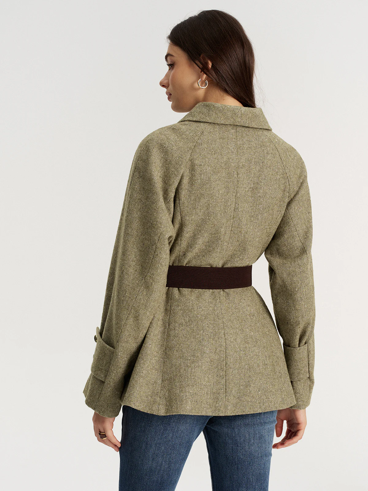 Shawl Collar Wool-Blend Belted Blazer - Image 6