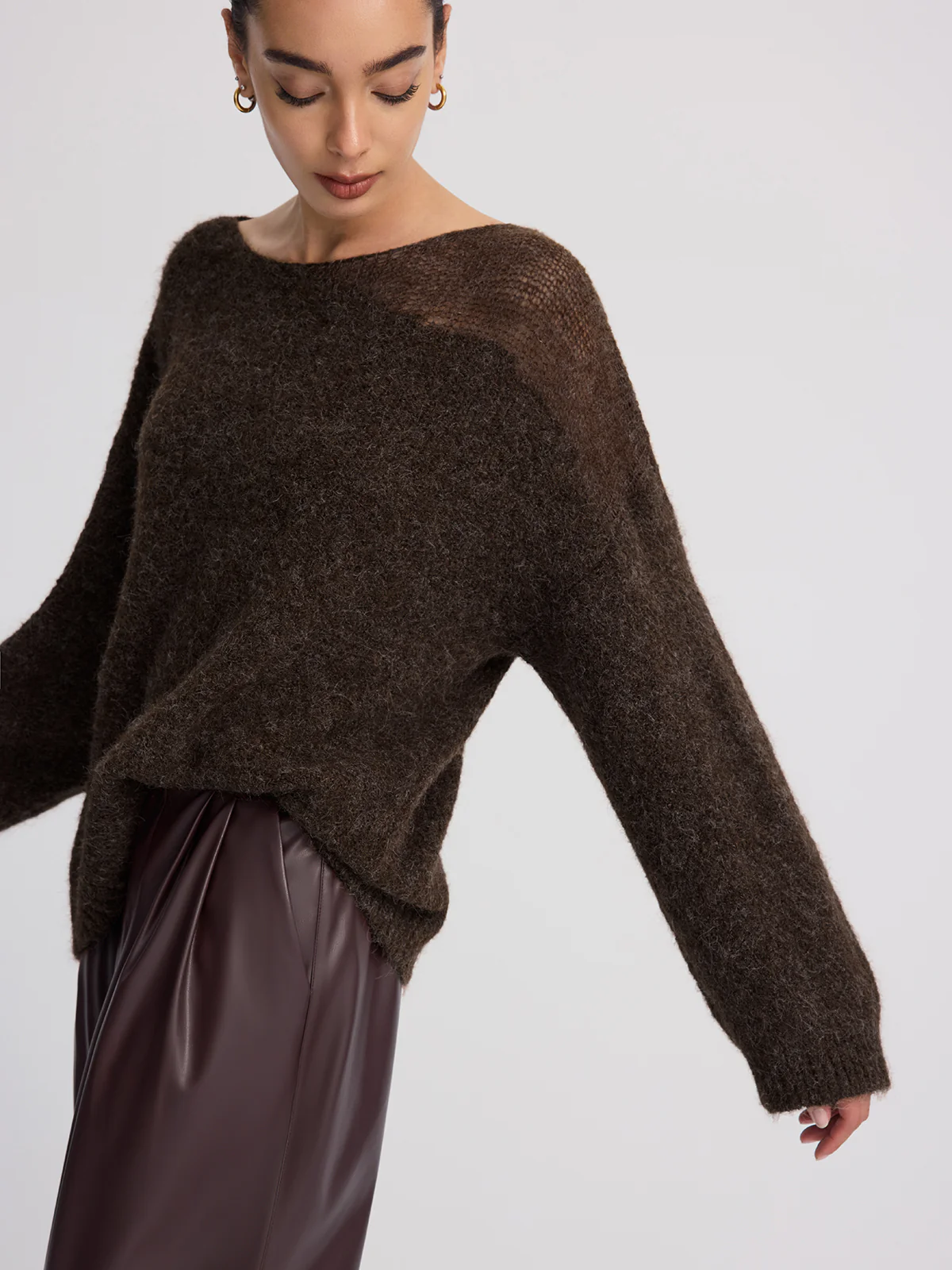 Sheer Paneled Mohair Knit Sweater - Image 2