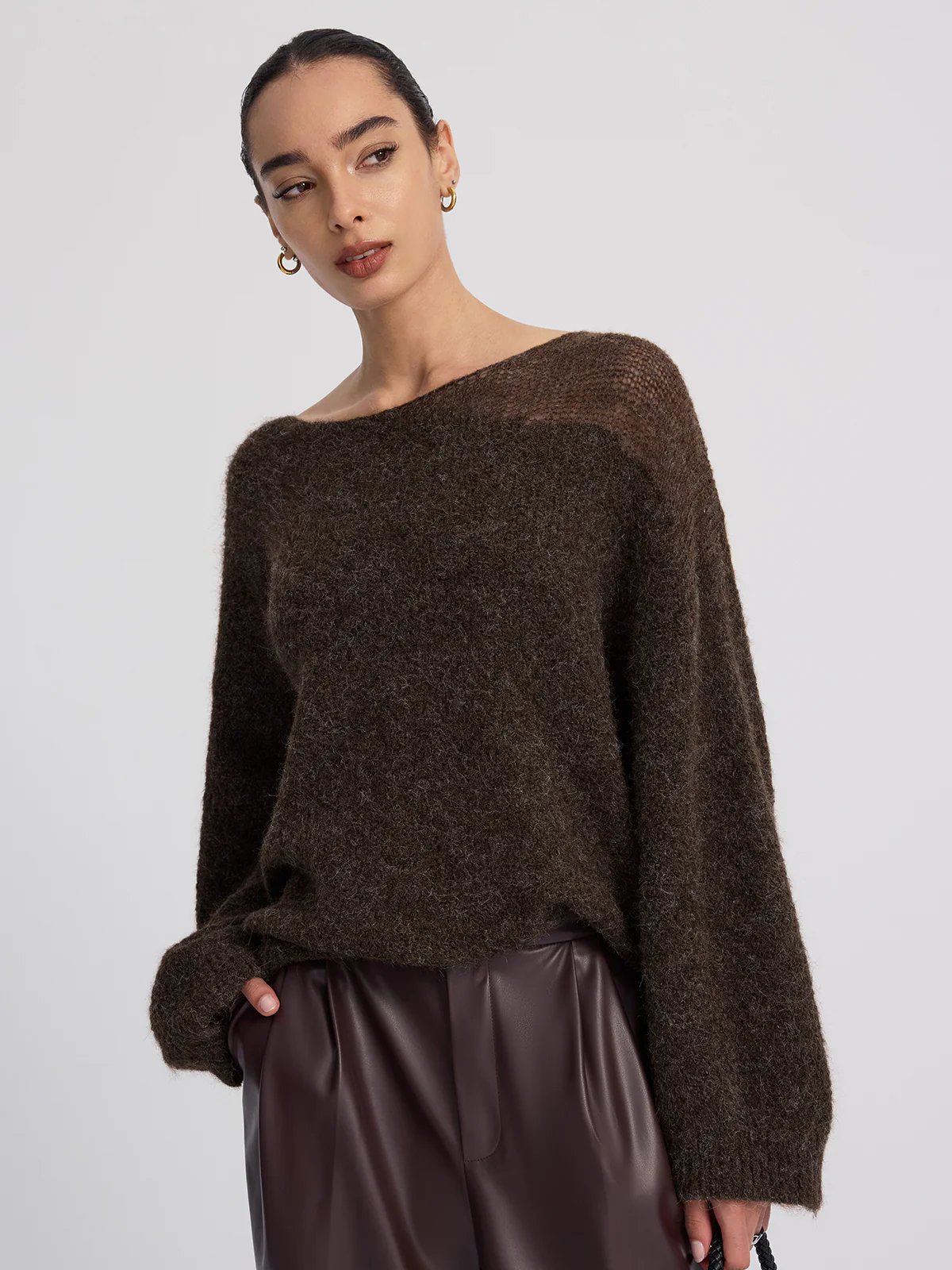 Sheer Paneled Mohair Knit Sweater - Image 3