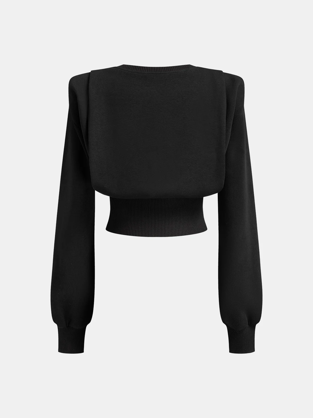 Shoulder-Padded Cinched Long-Sleeve Sweatshirt - Image 2