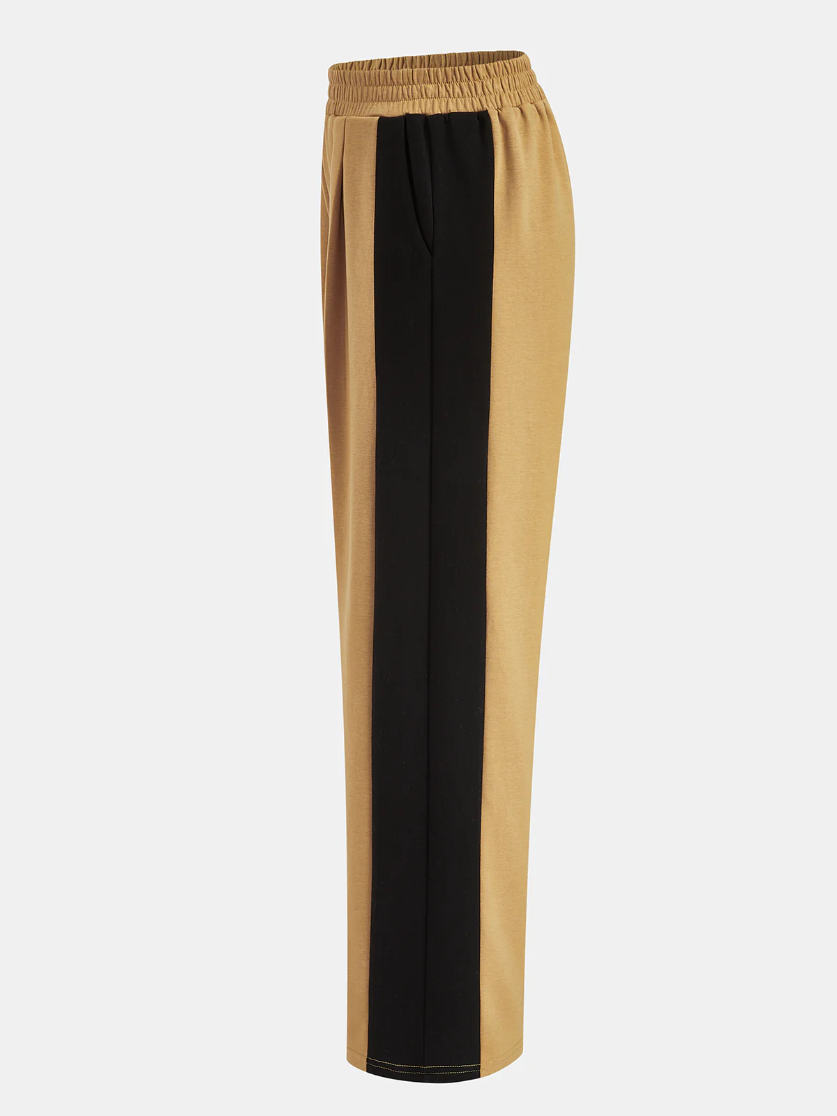 Side Color-Blocked Elastic-Waist Wide-Leg Pants - Image 2