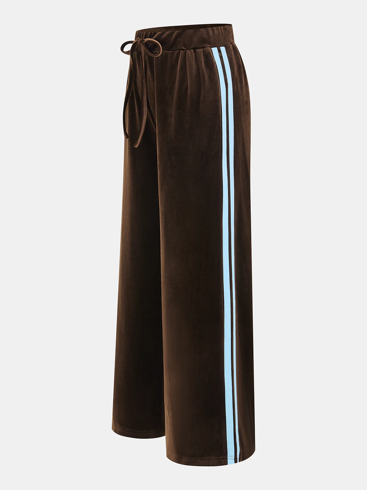 Side Striped Velvet Wide-Leg Pants