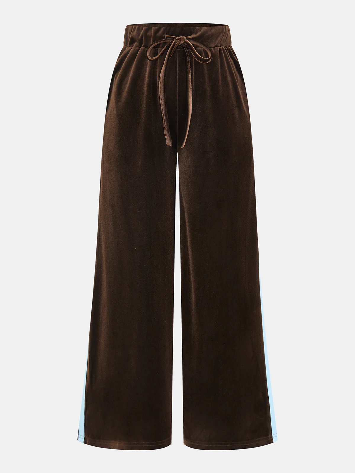 Side Striped Velvet Wide-Leg Pants - Image 2