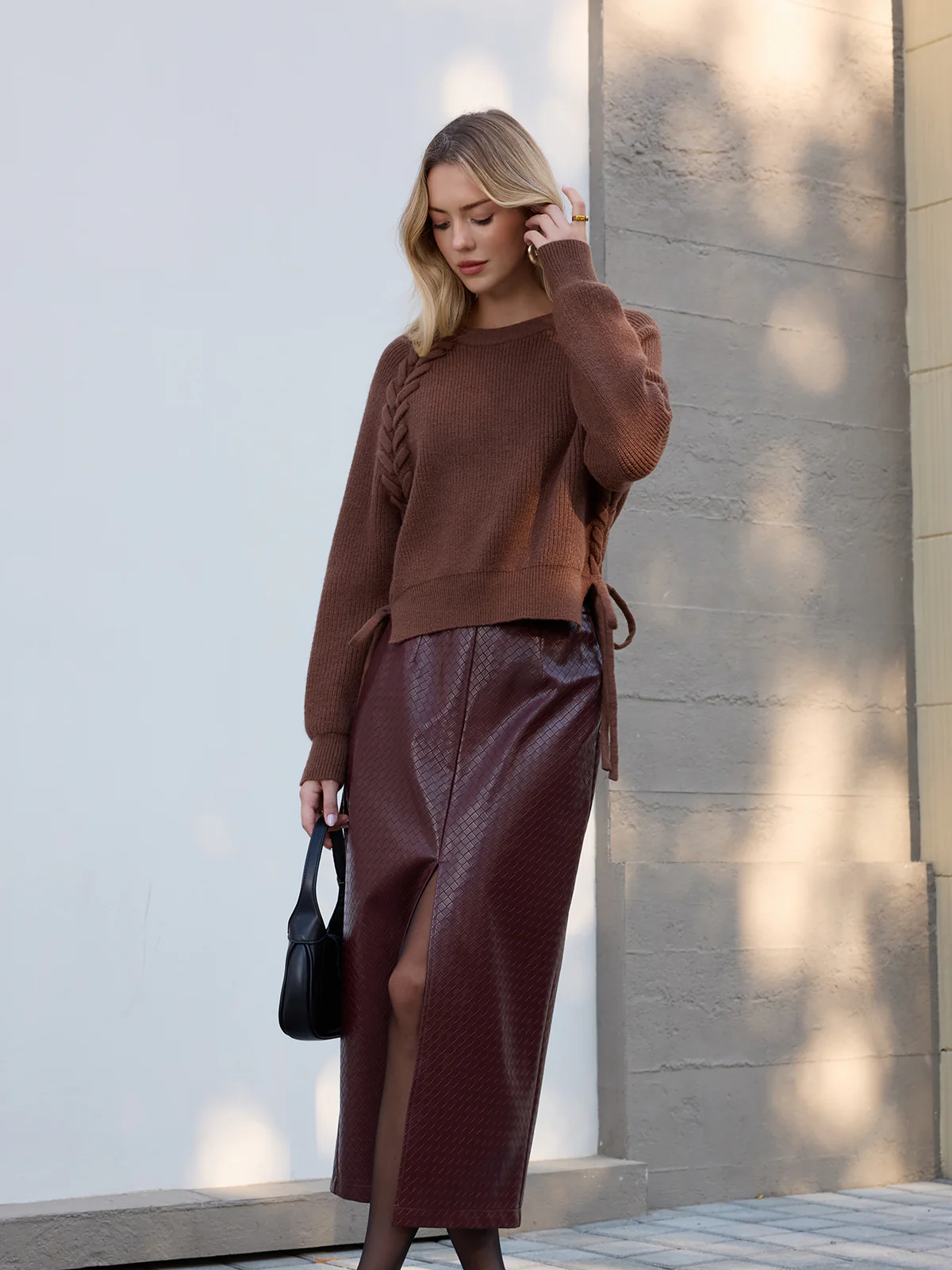 Side Tie Loose Knit Top - Image 5