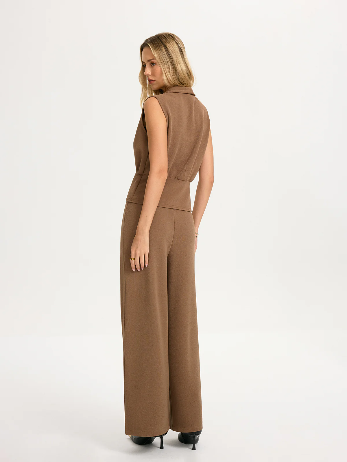 Sleeveless Blouse & Wide-Leg Pants Set - Image 6
