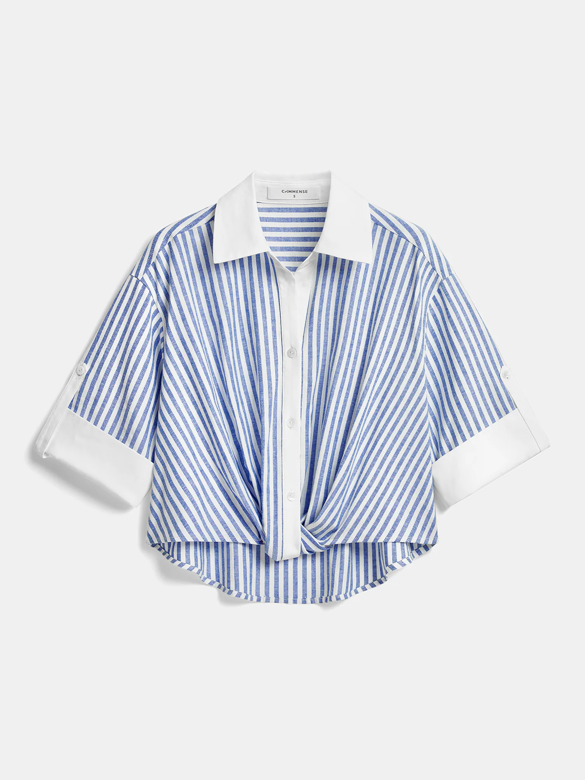 Striped Twisted Short Sleeve Cropped Shirt