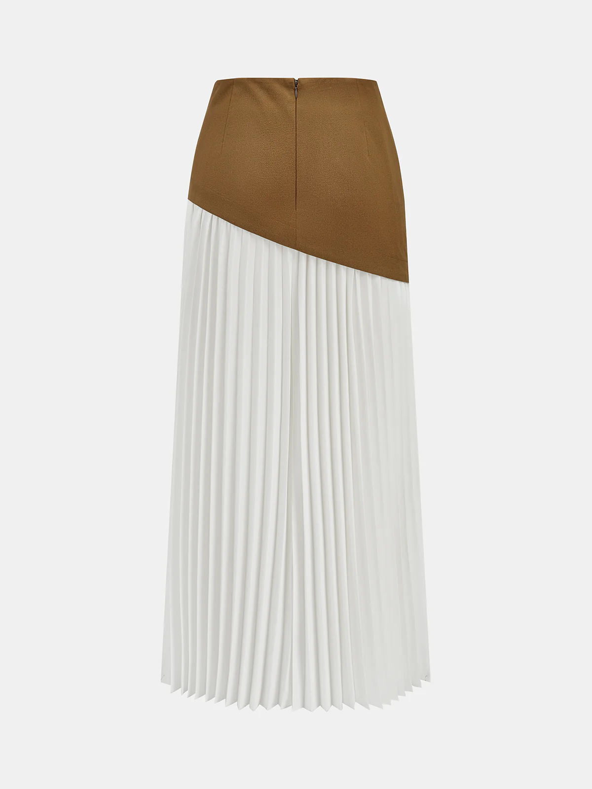 Suede Effect Panel Asymmetric Pleated Maxi Skirt - Image 2