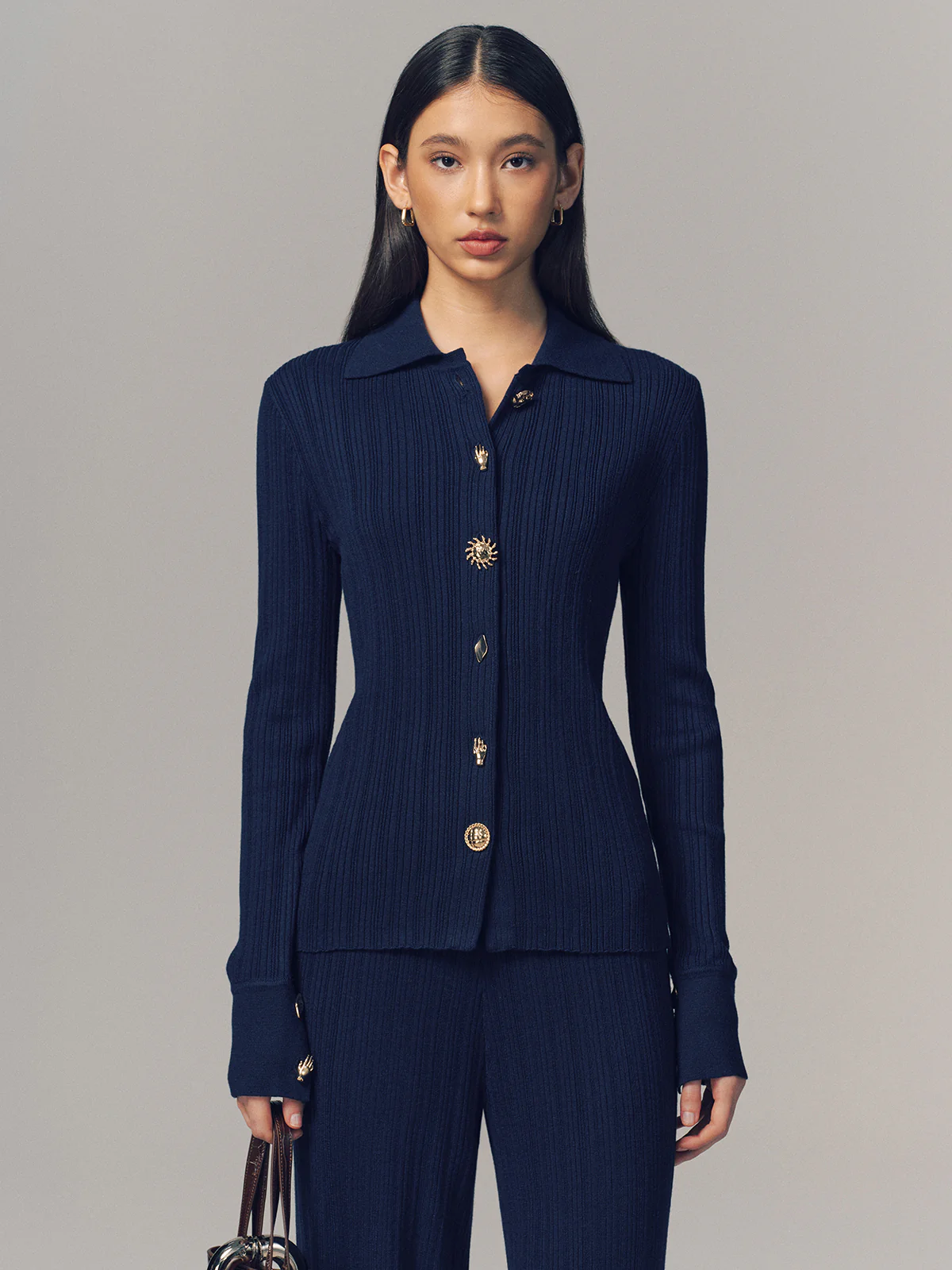 Textured Wool-Blend Collared Cardigan - Image 4