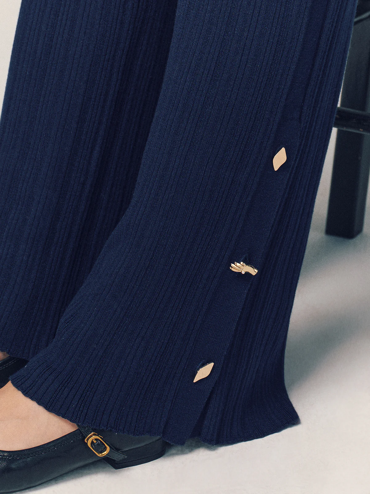 Textured Wool-Blend Metal-Detail Slit Knit Pants - Image 2