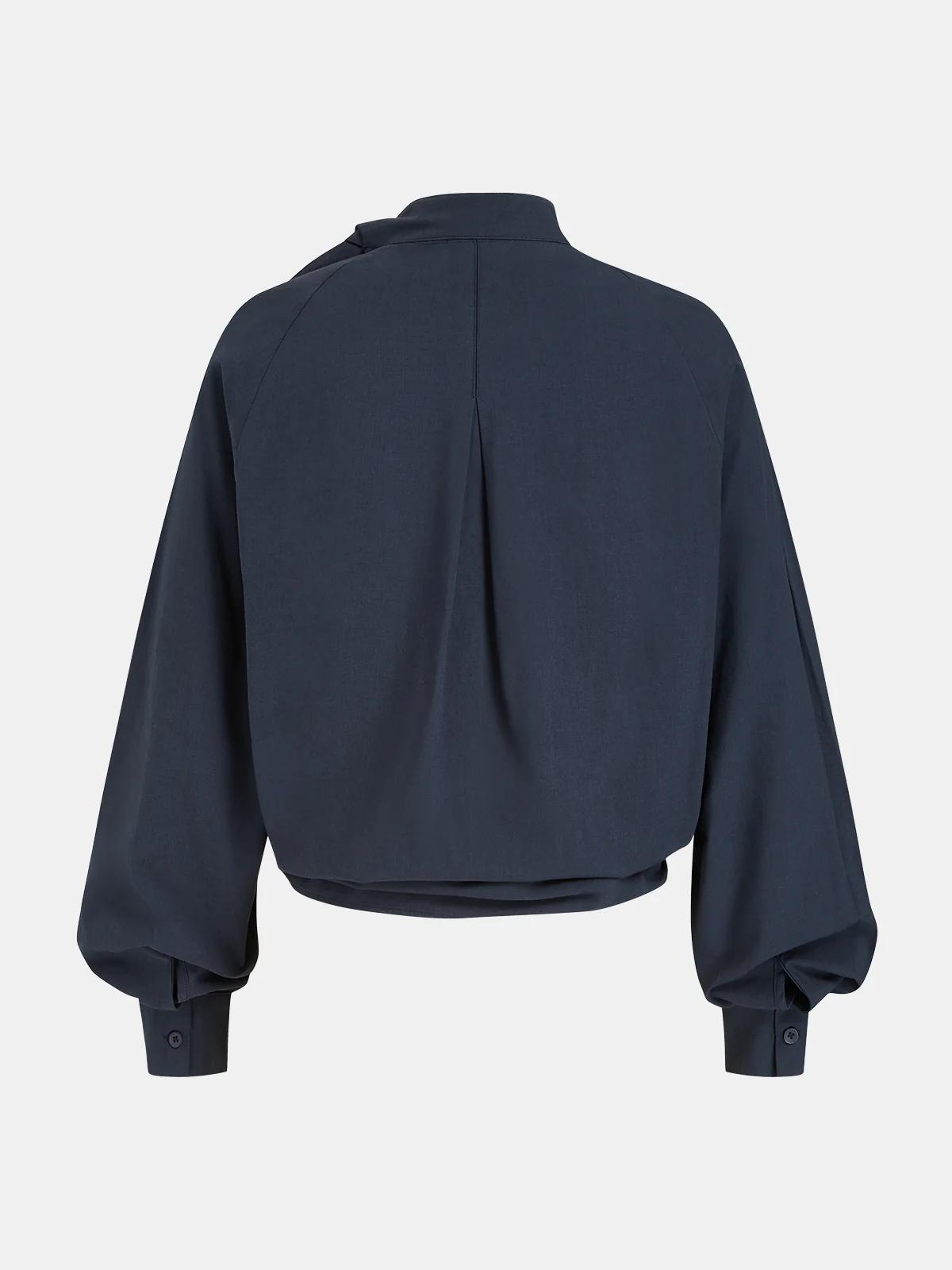 Tie-Neck Balloon Sleeve Cropped Blouse - Image 2