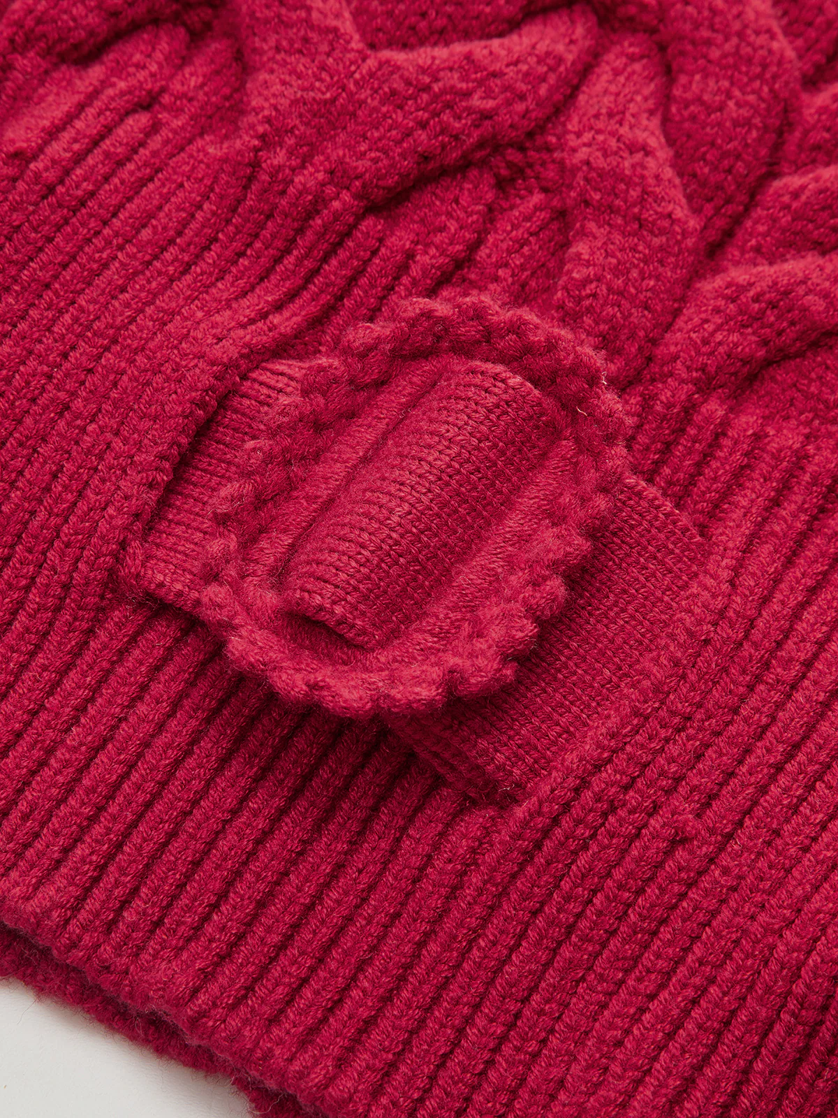 Turtleneck Cable Knit Short Sleeve Belted Sweater - Image 4