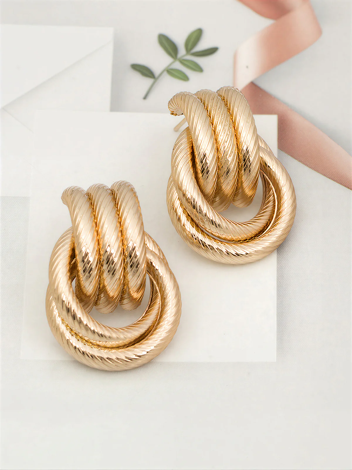 Twisted Rope Knot Hoop Earrings - Image 3
