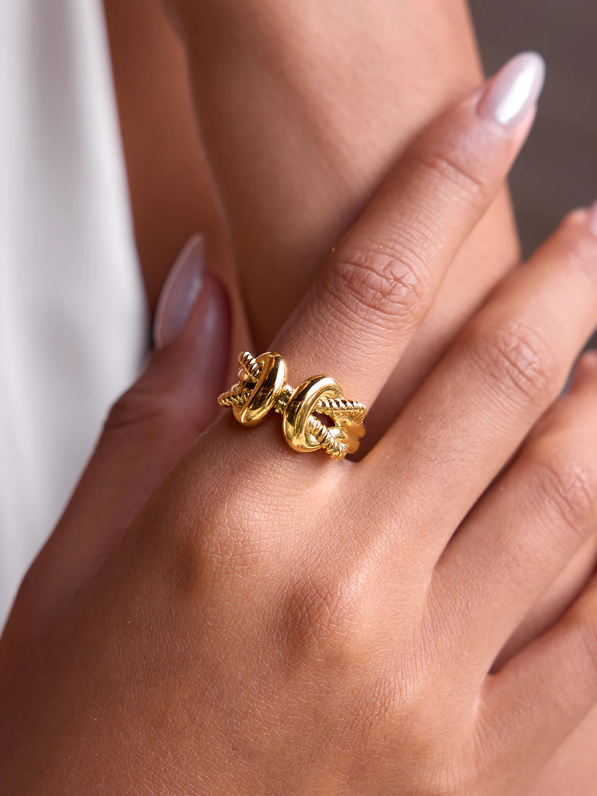 Twisted Rope Knot Statement Ring