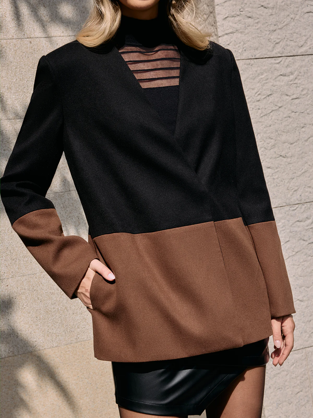Two-Tone Double-Breasted Blazer - Image 5