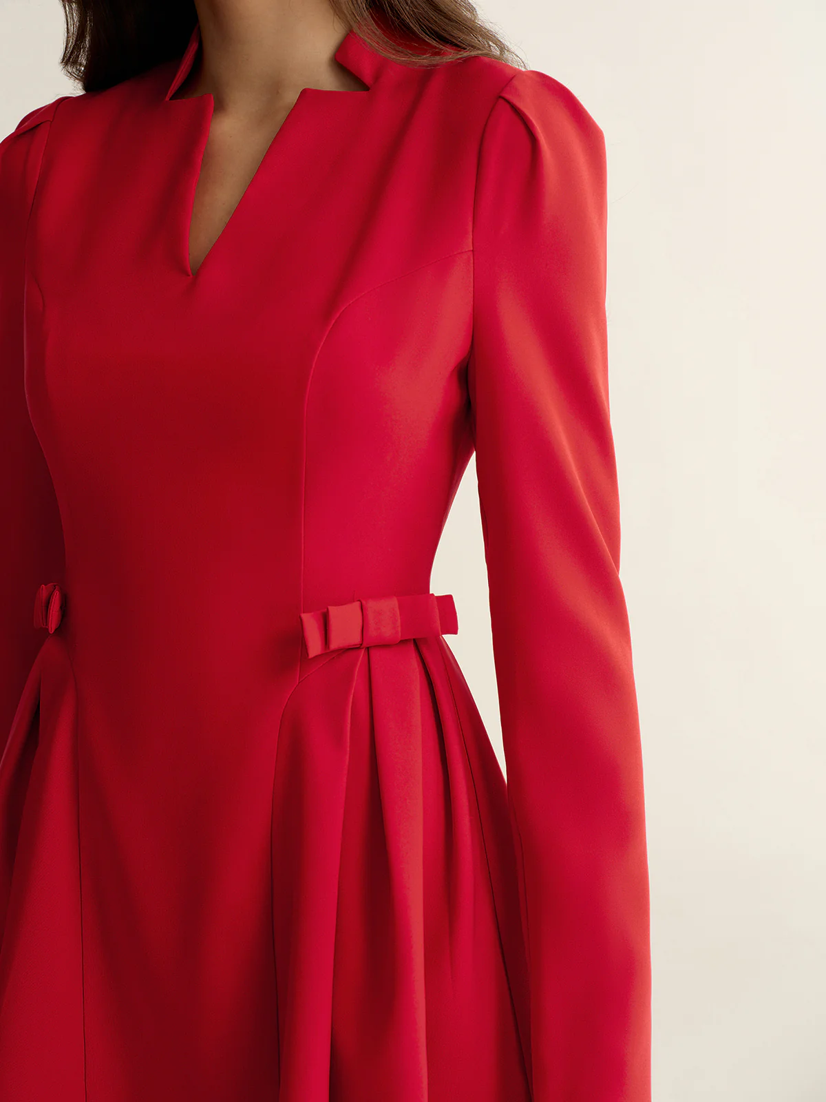 V-Neck Bow Detail Mini Dress - Image 4