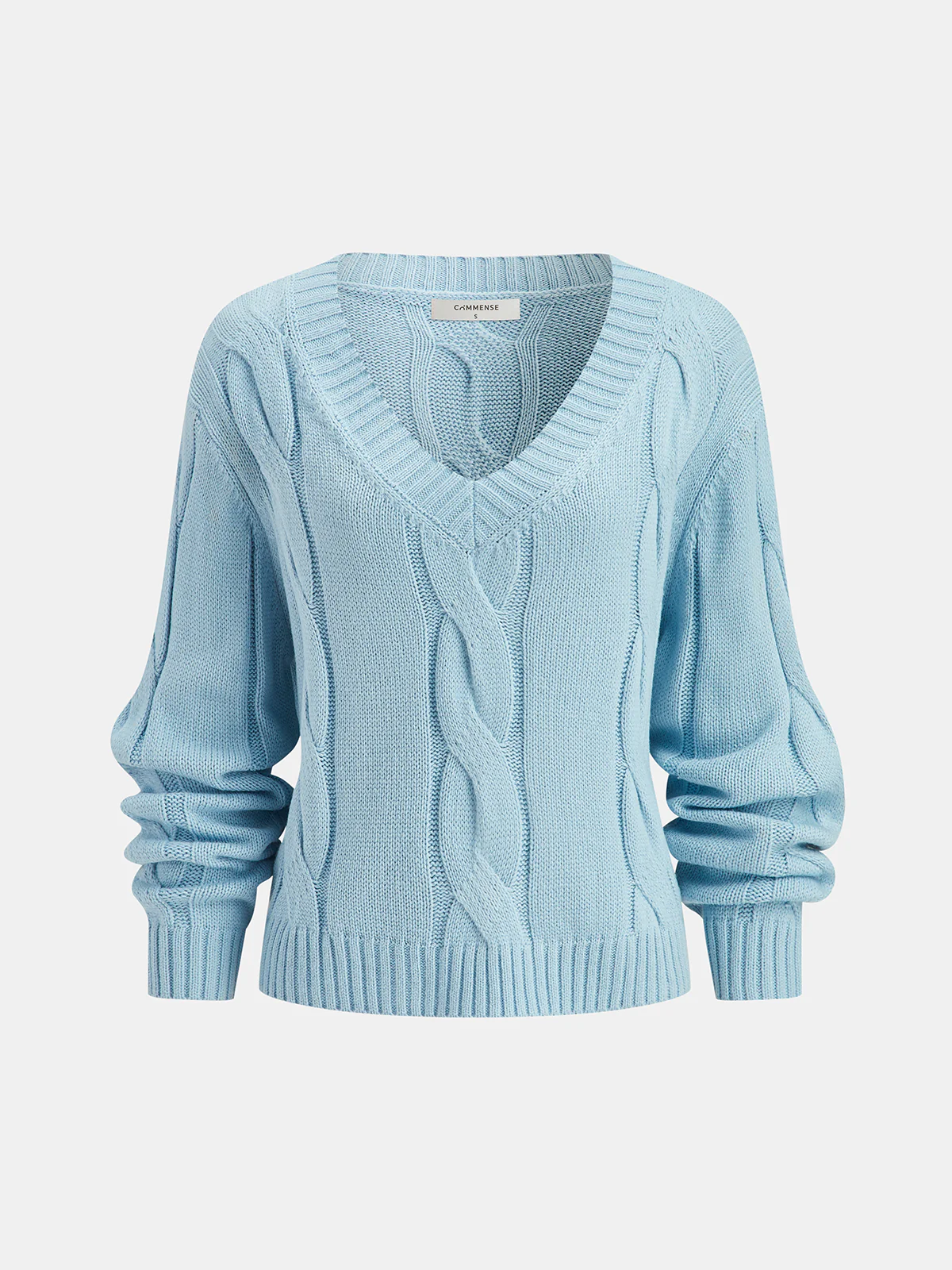 V-Neck Cable Knit Sweater