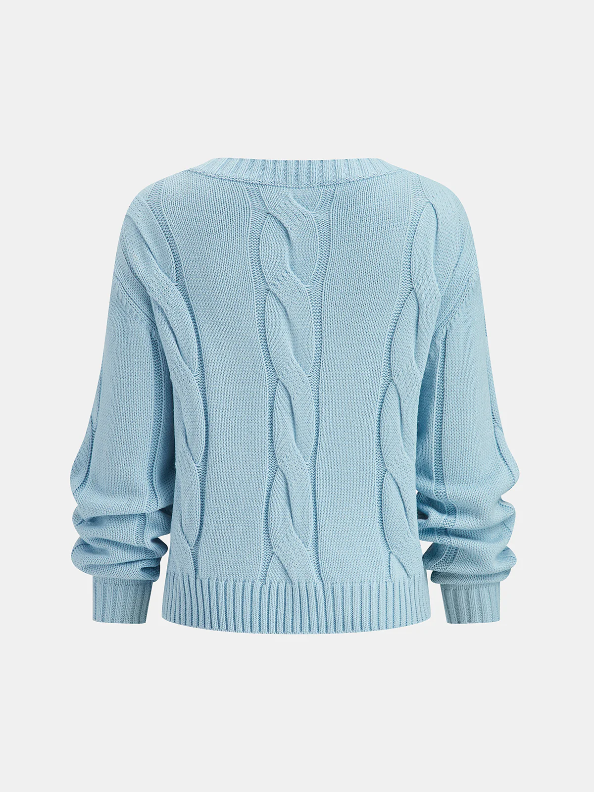 V-Neck Cable Knit Sweater - Image 2