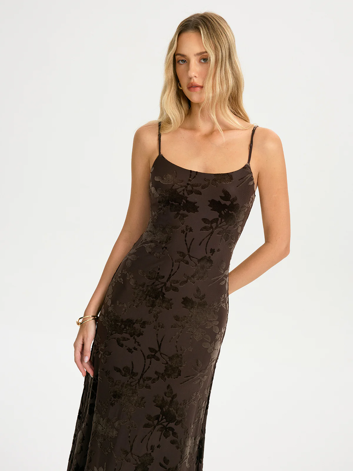 Velvet Floral Cami Maxi Dress - Image 4