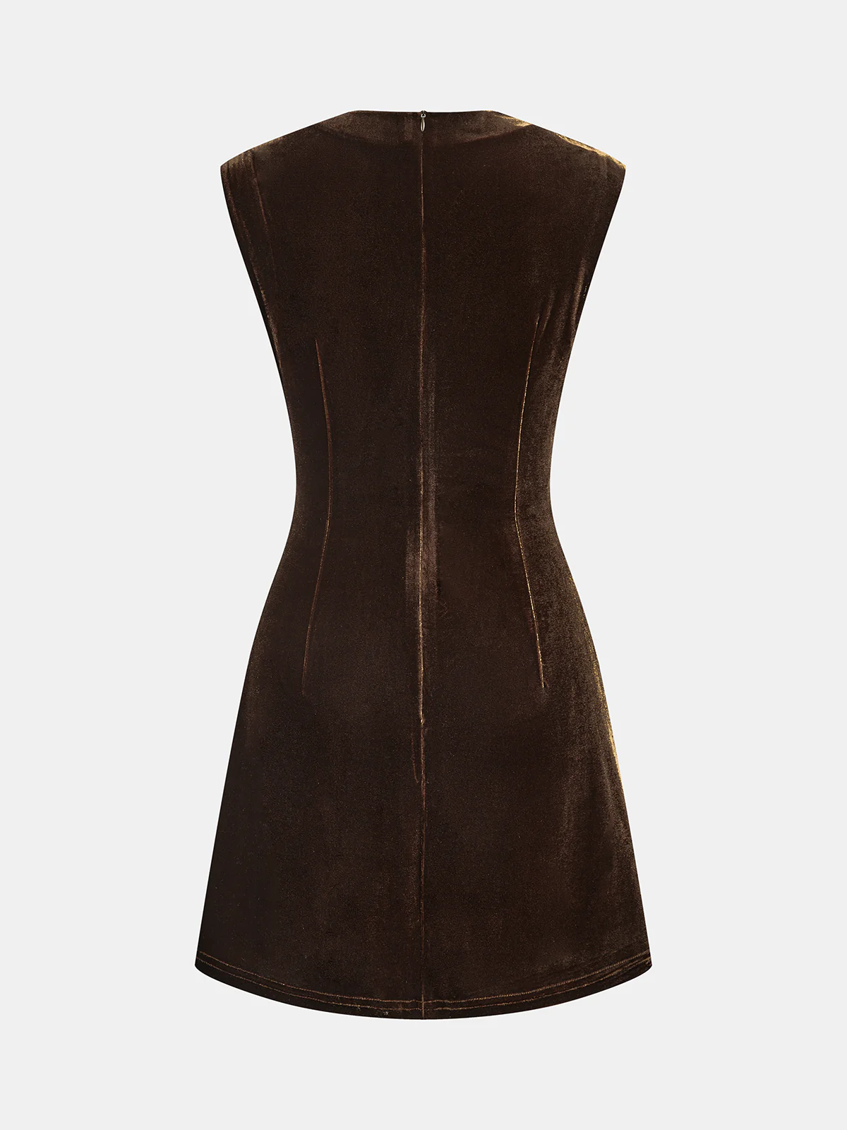 Velvet Sleeveless Horsebit Accent Mini Dress - Image 2