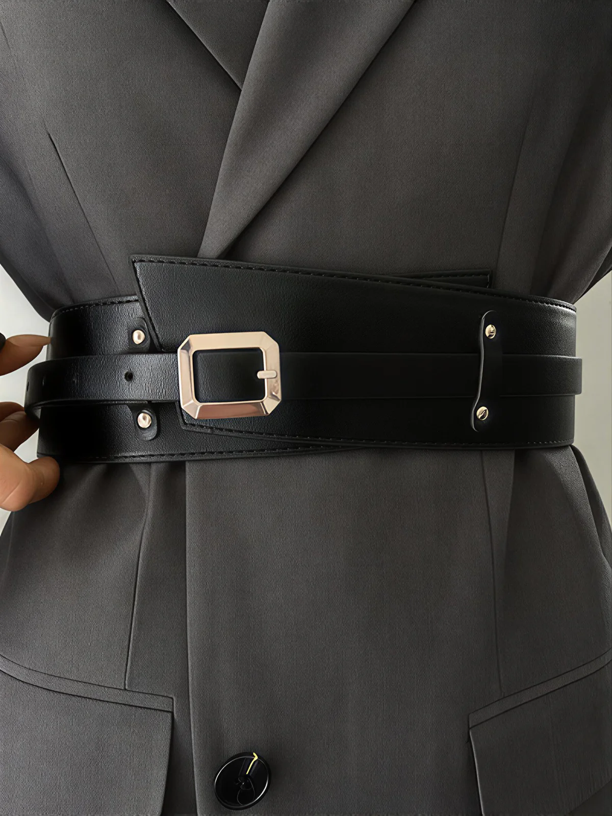 Wide Square Buckle Belt - Image 4